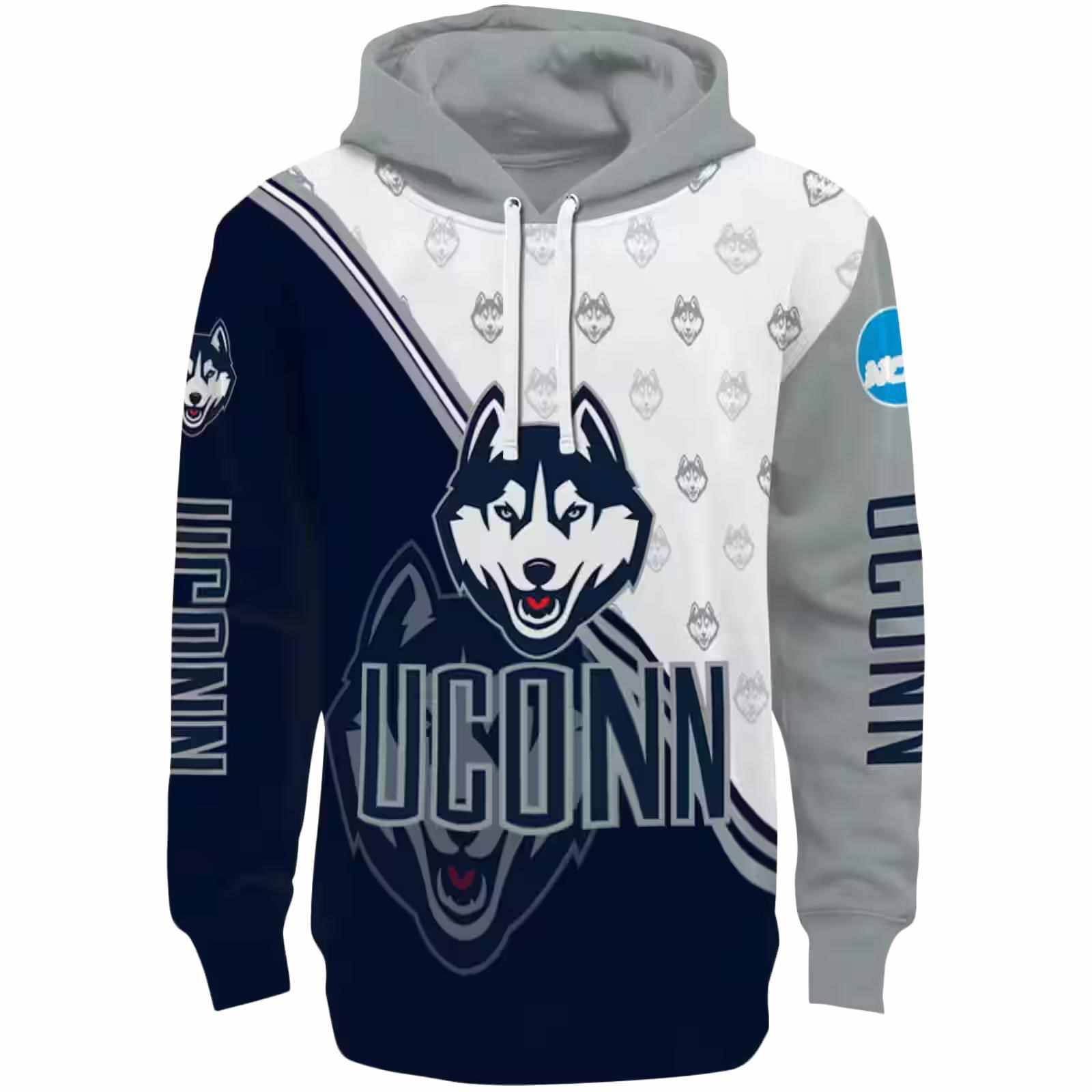 UConn Huskies Diagonal Stripe Blue White Hoodie