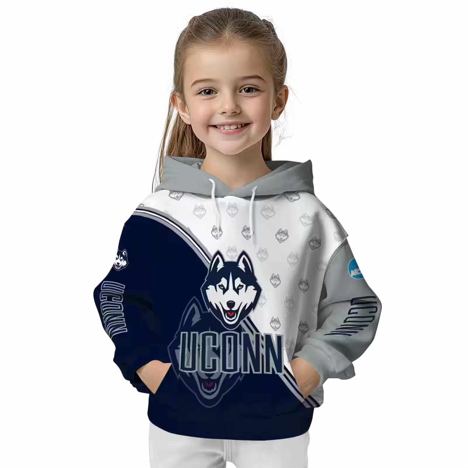 uconn huskies diagonal stripe blue white hoodie top rated