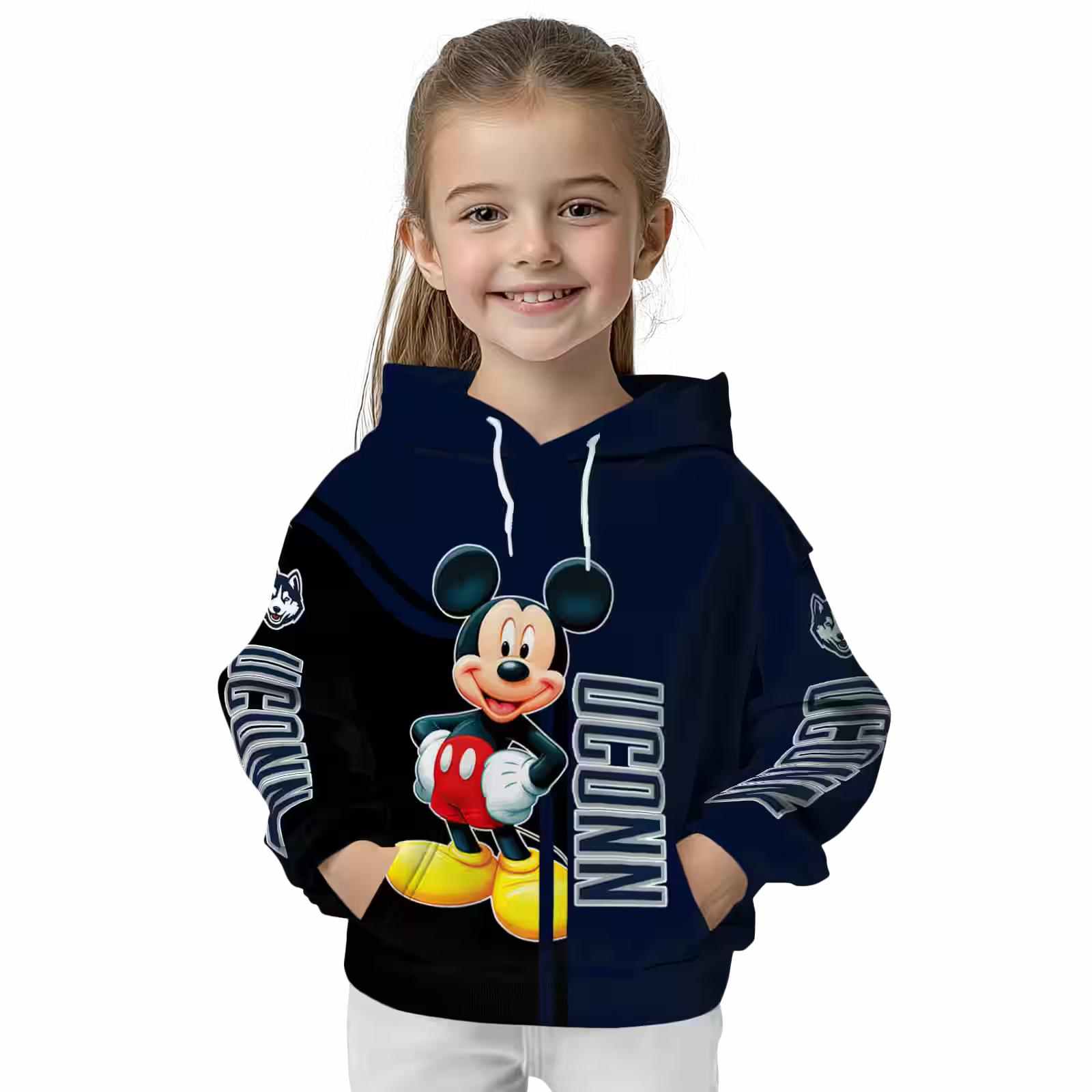 uconn huskies mickey mouse blue black hoodie top rated