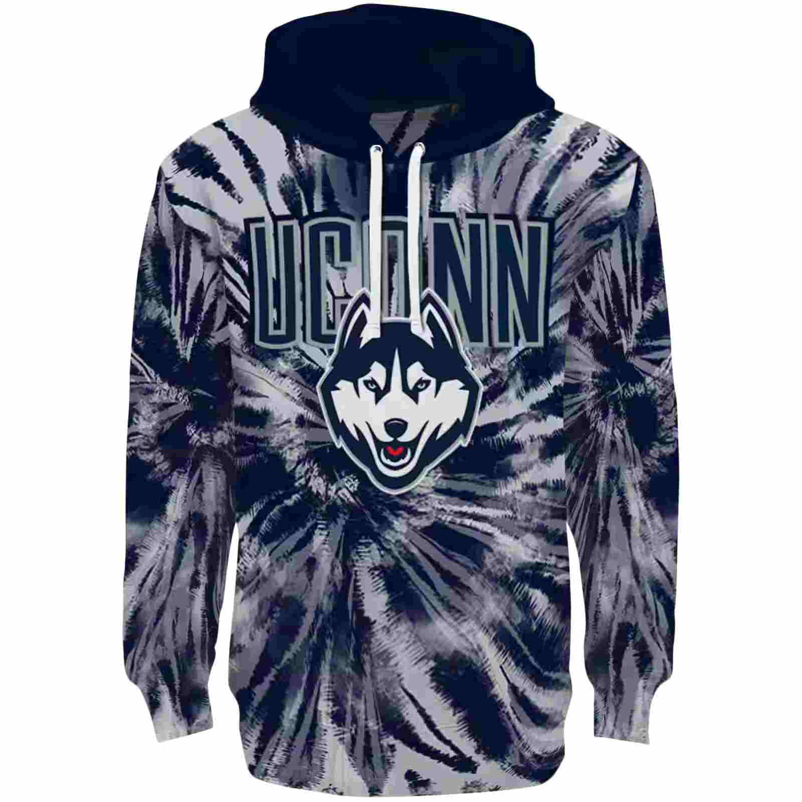 UConn Huskies Tie Dye Pattern Blue Hoodie