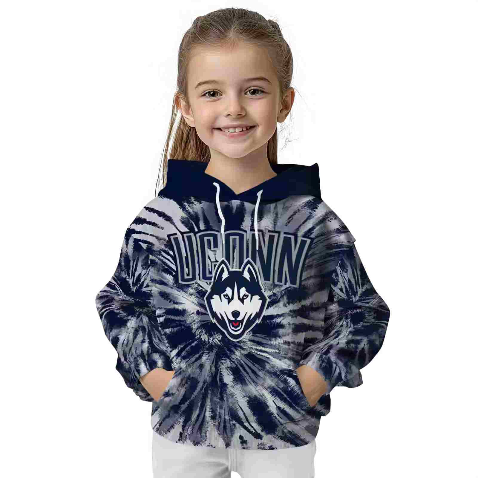 uconn huskies tie dye pattern blue hoodie top rated