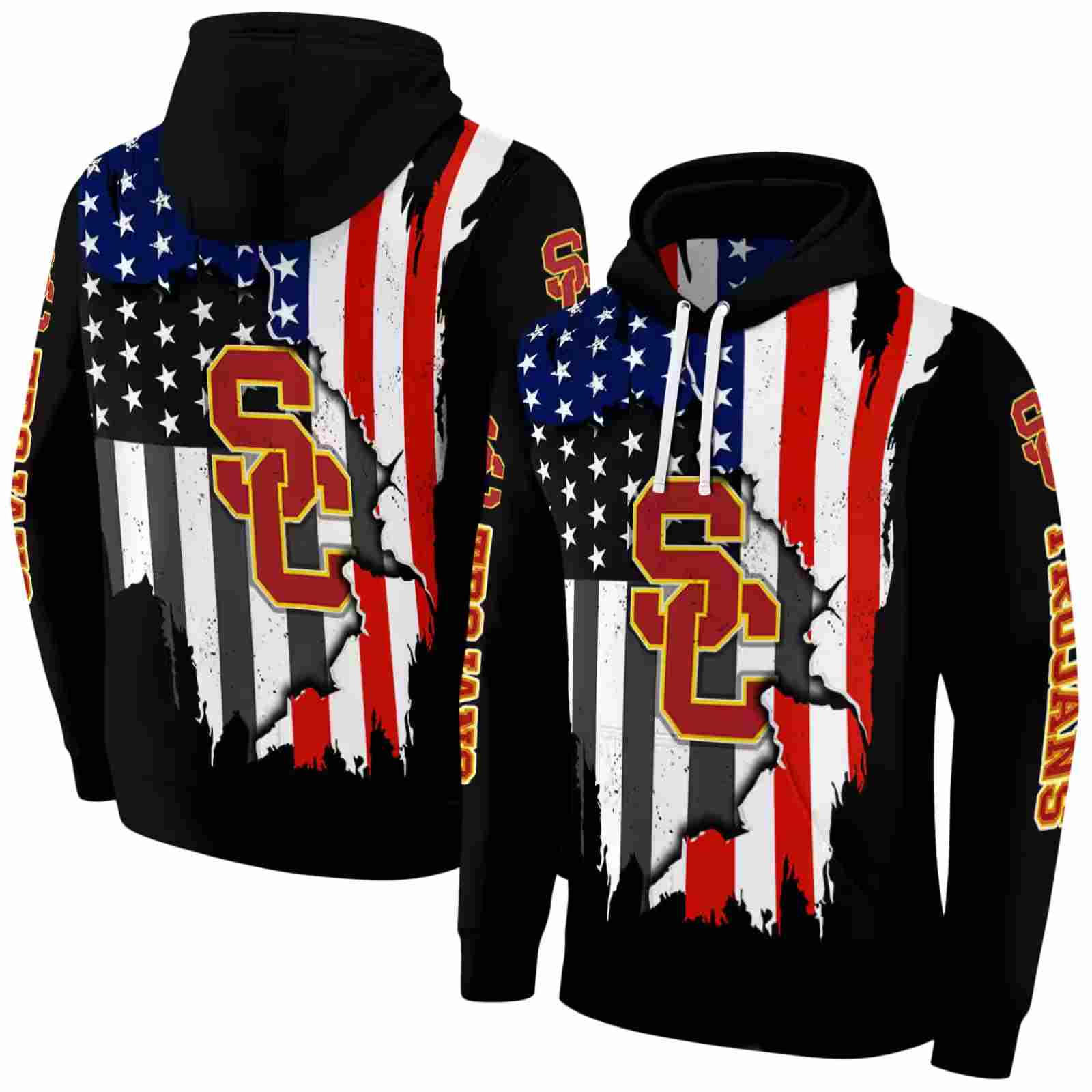 usc trojans american pride black hoodie fashion forward