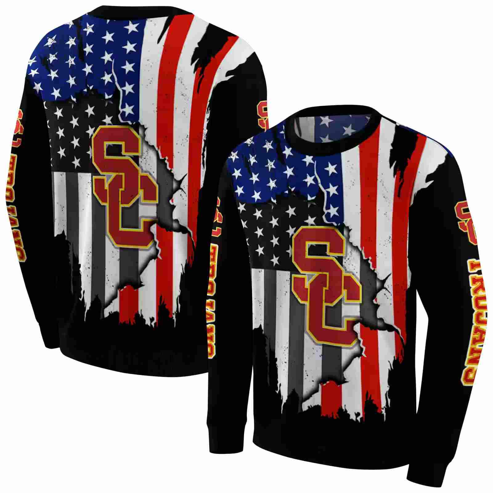 usc trojans american pride black hoodie premium grade