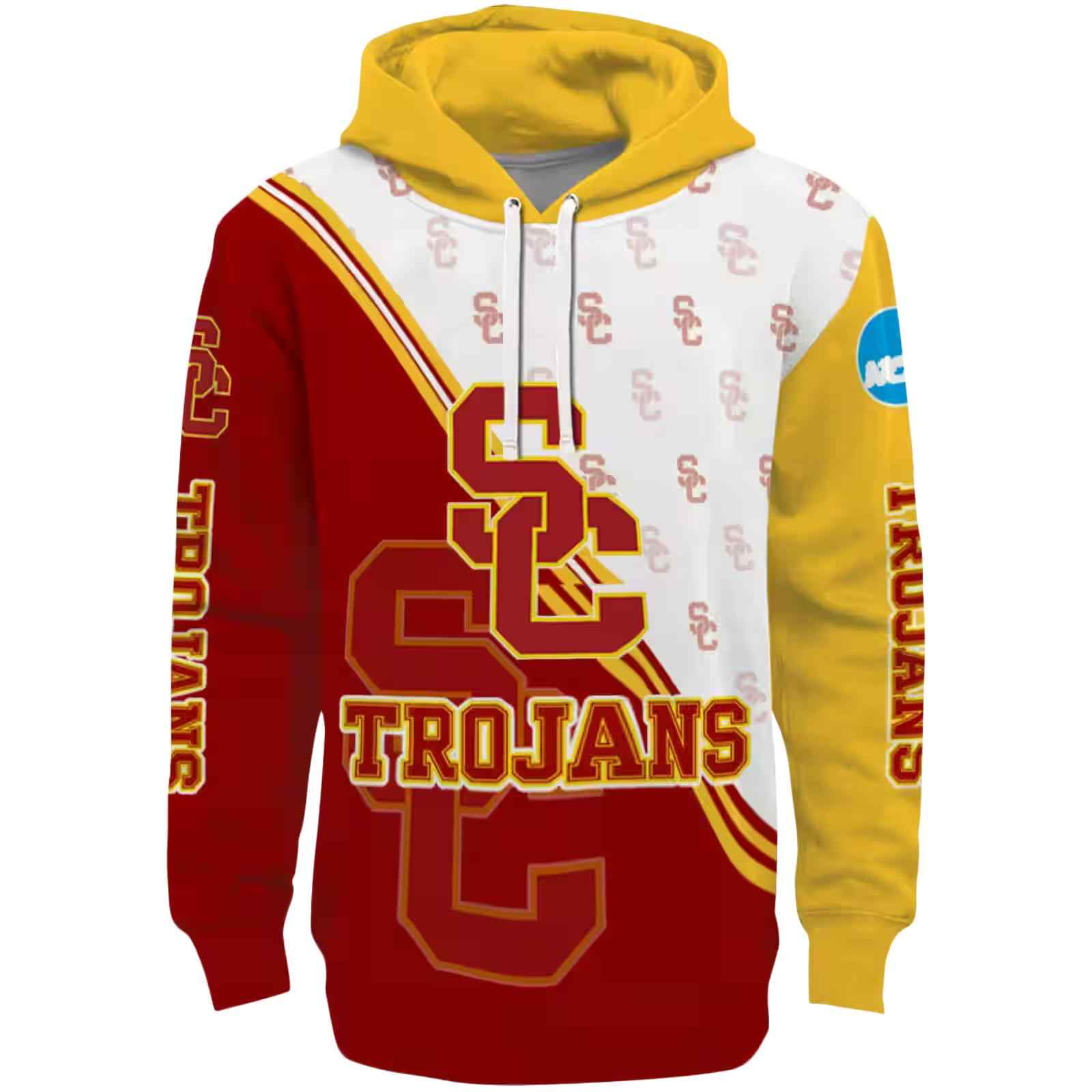 USC Trojans Diagonal Stripe Red White Hoodie