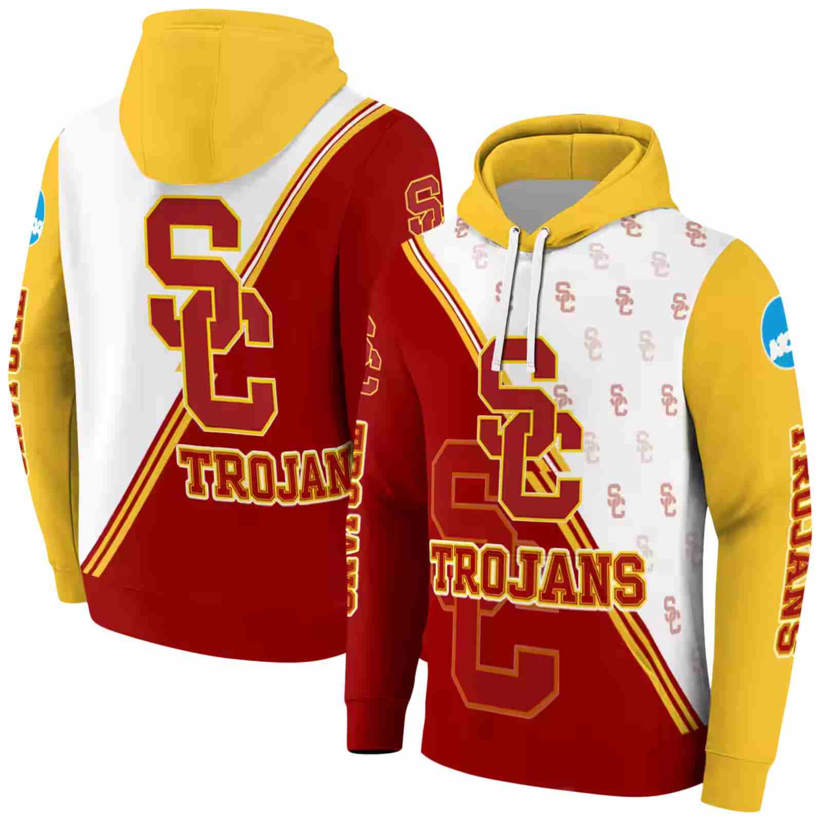 usc trojans diagonal stripe red white hoodie fashion forward