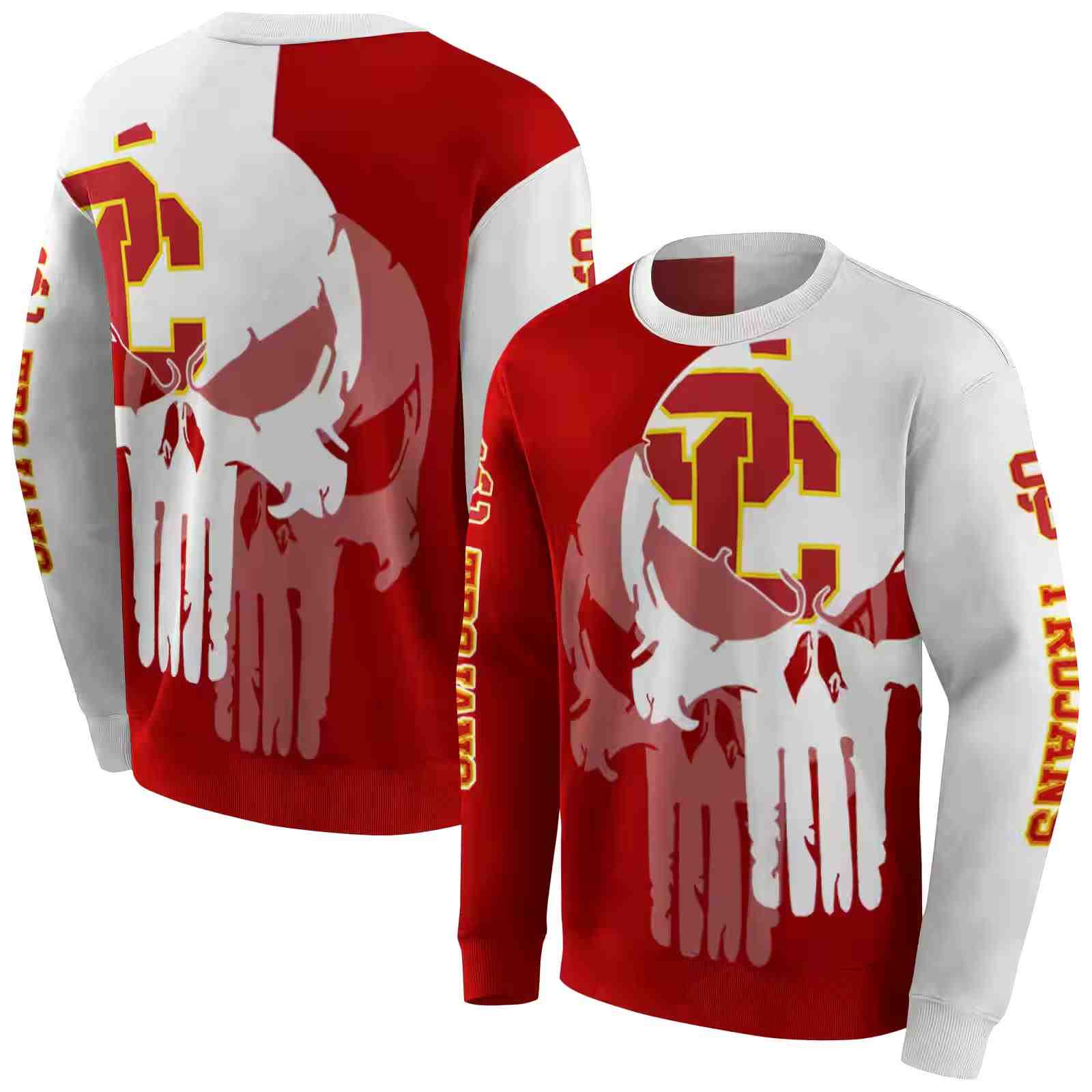 usc trojans graphic punisher red white hoodie premium grade