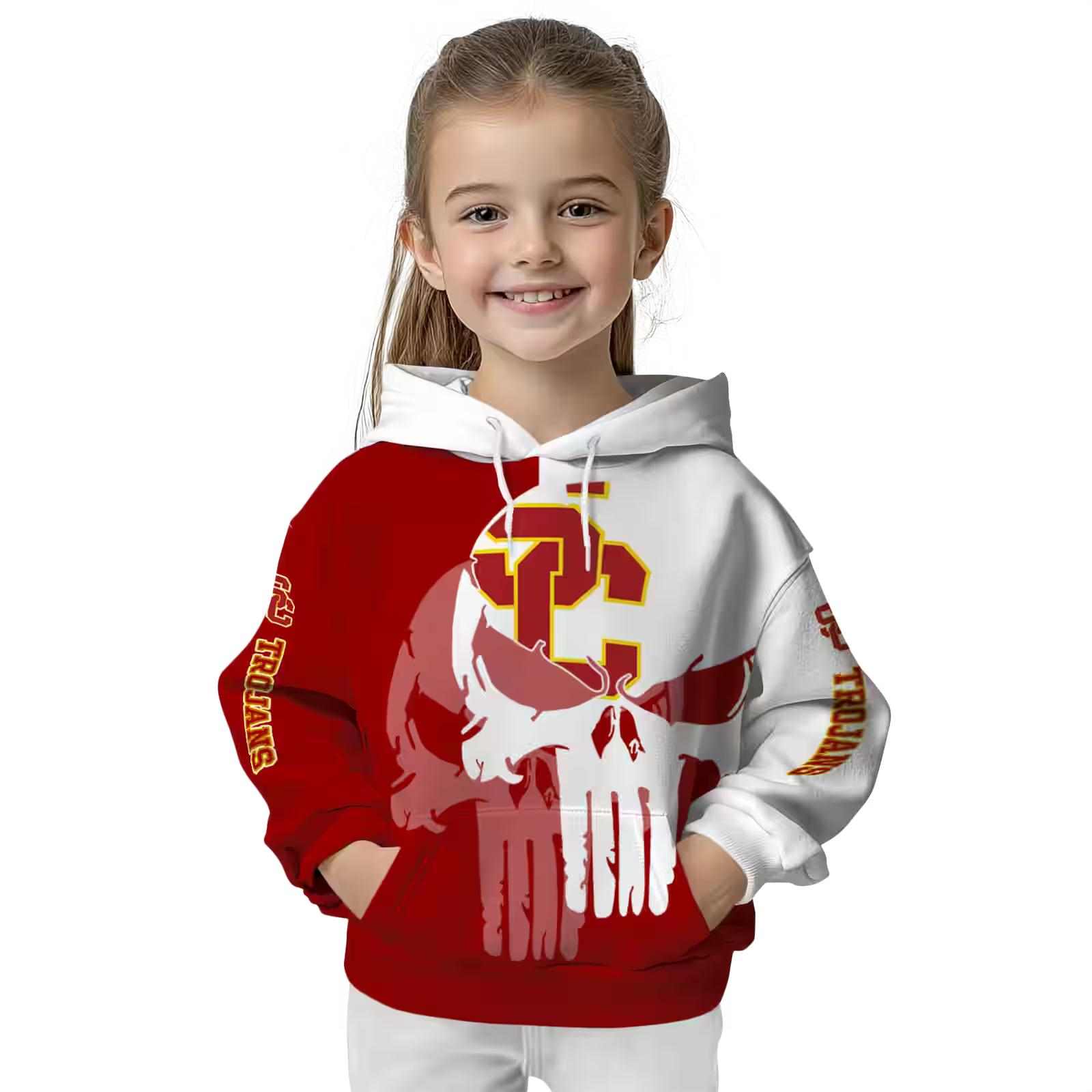 usc trojans graphic punisher red white hoodie top rated