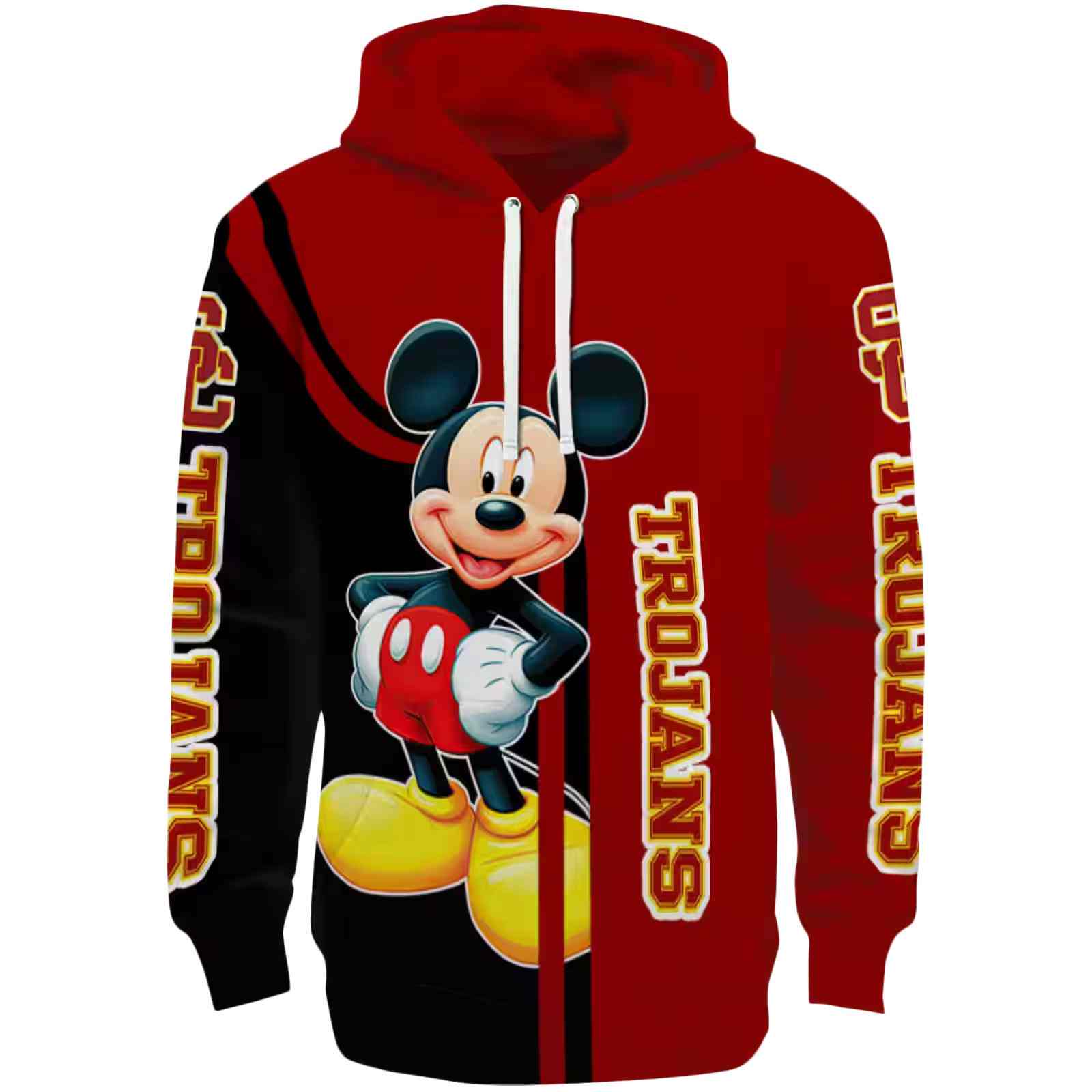 USC Trojans Mickey Mouse Red Black Hoodie