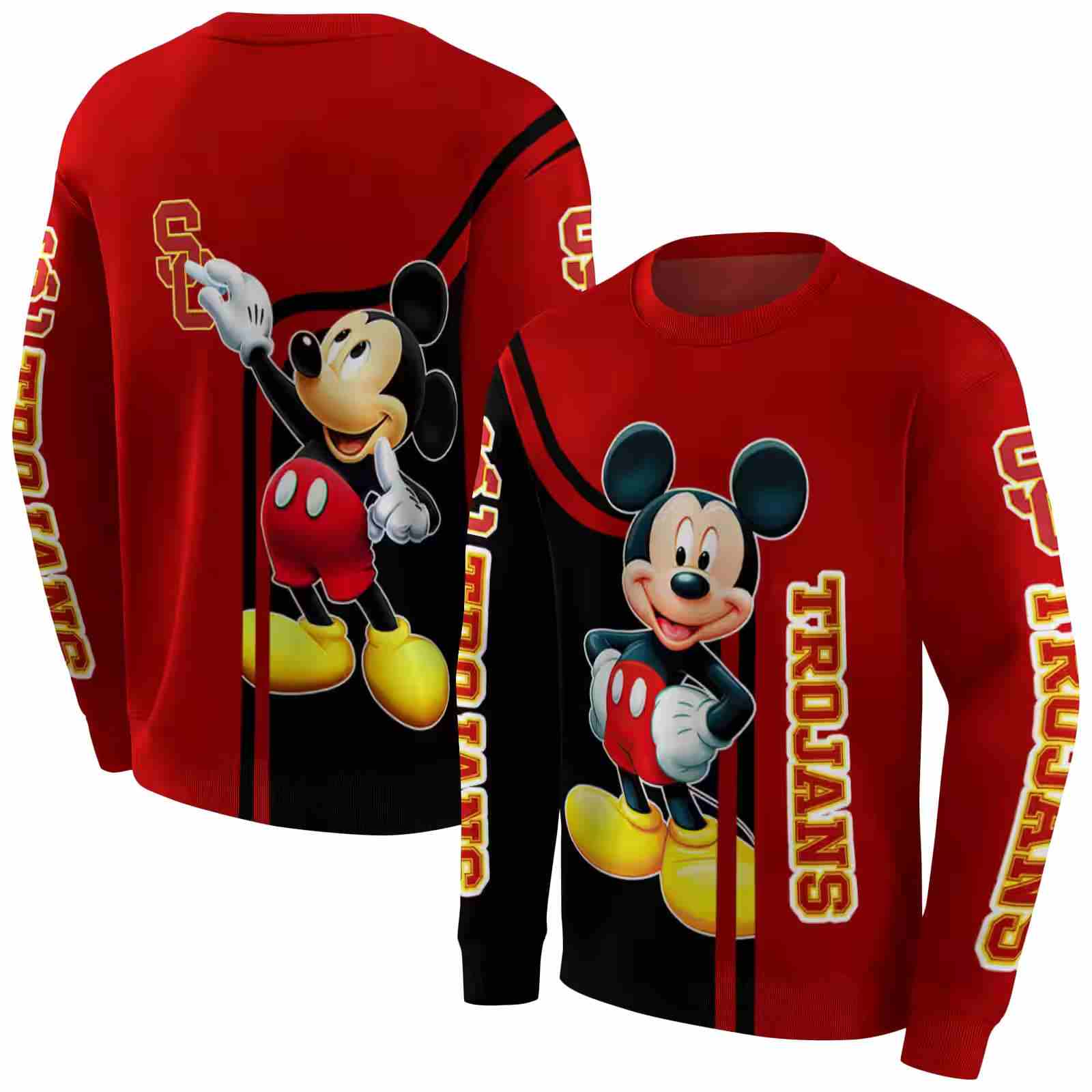 usc trojans mickey mouse red black hoodie premium grade