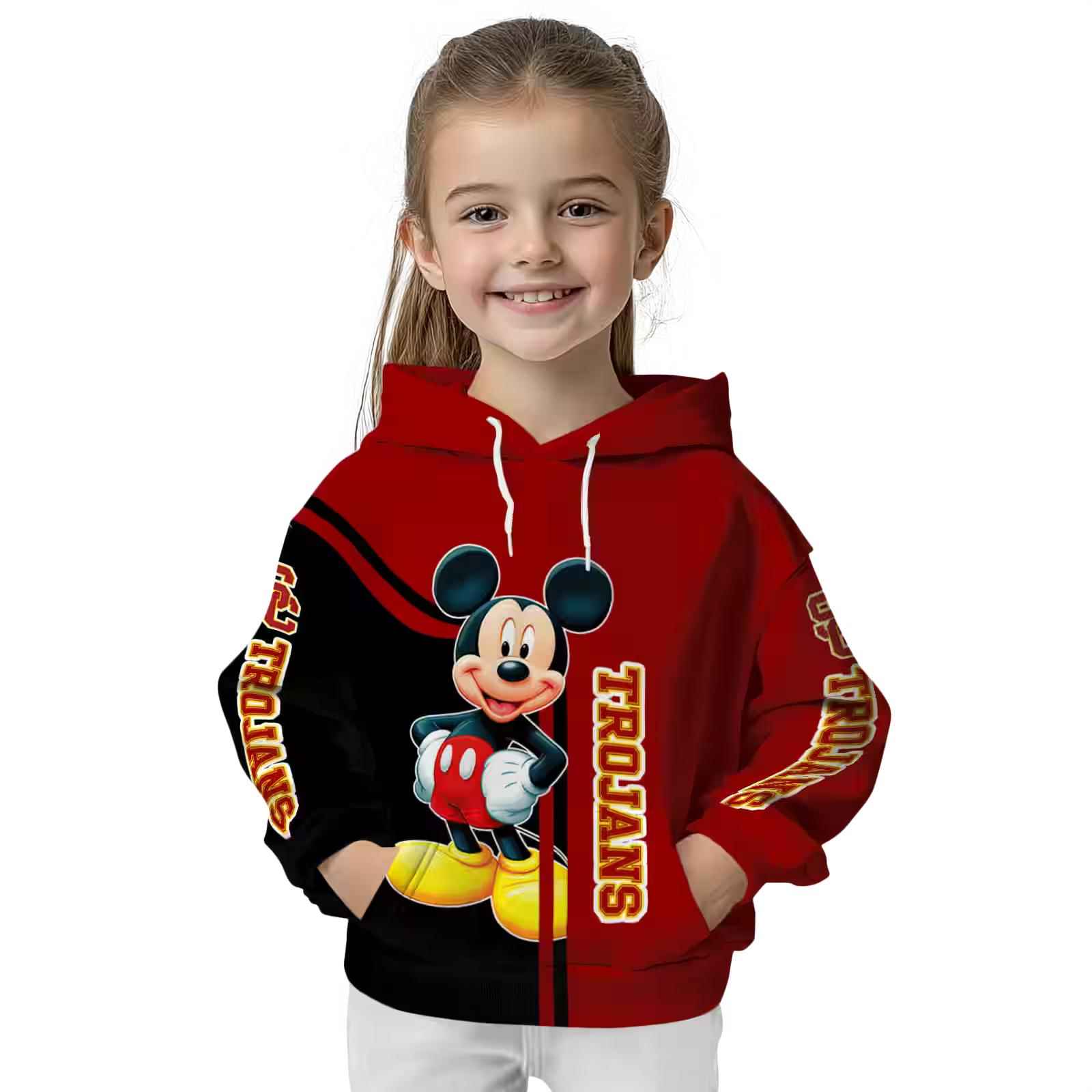 usc trojans mickey mouse red black hoodie top rated