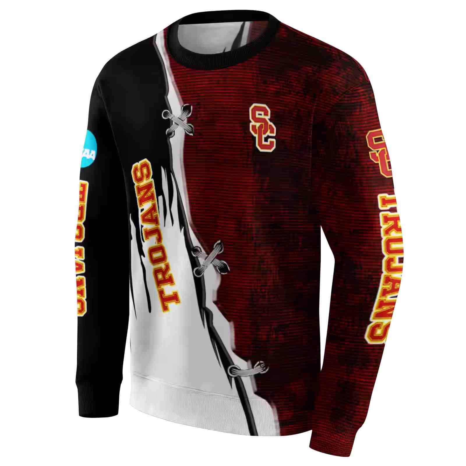 usc trojans ripped pattern red black white hoodie new arrival