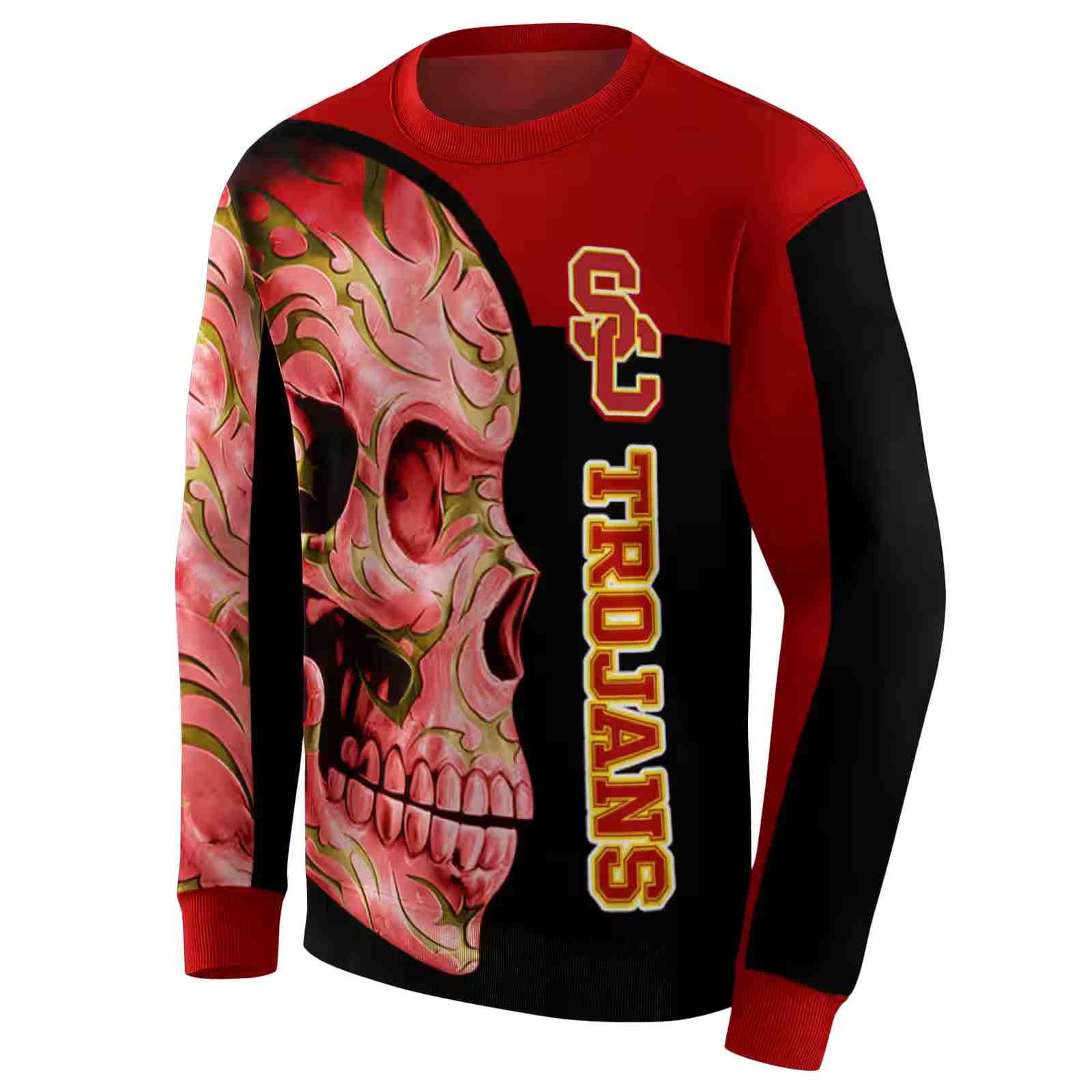 usc trojans skull motif red black hoodie new arrival