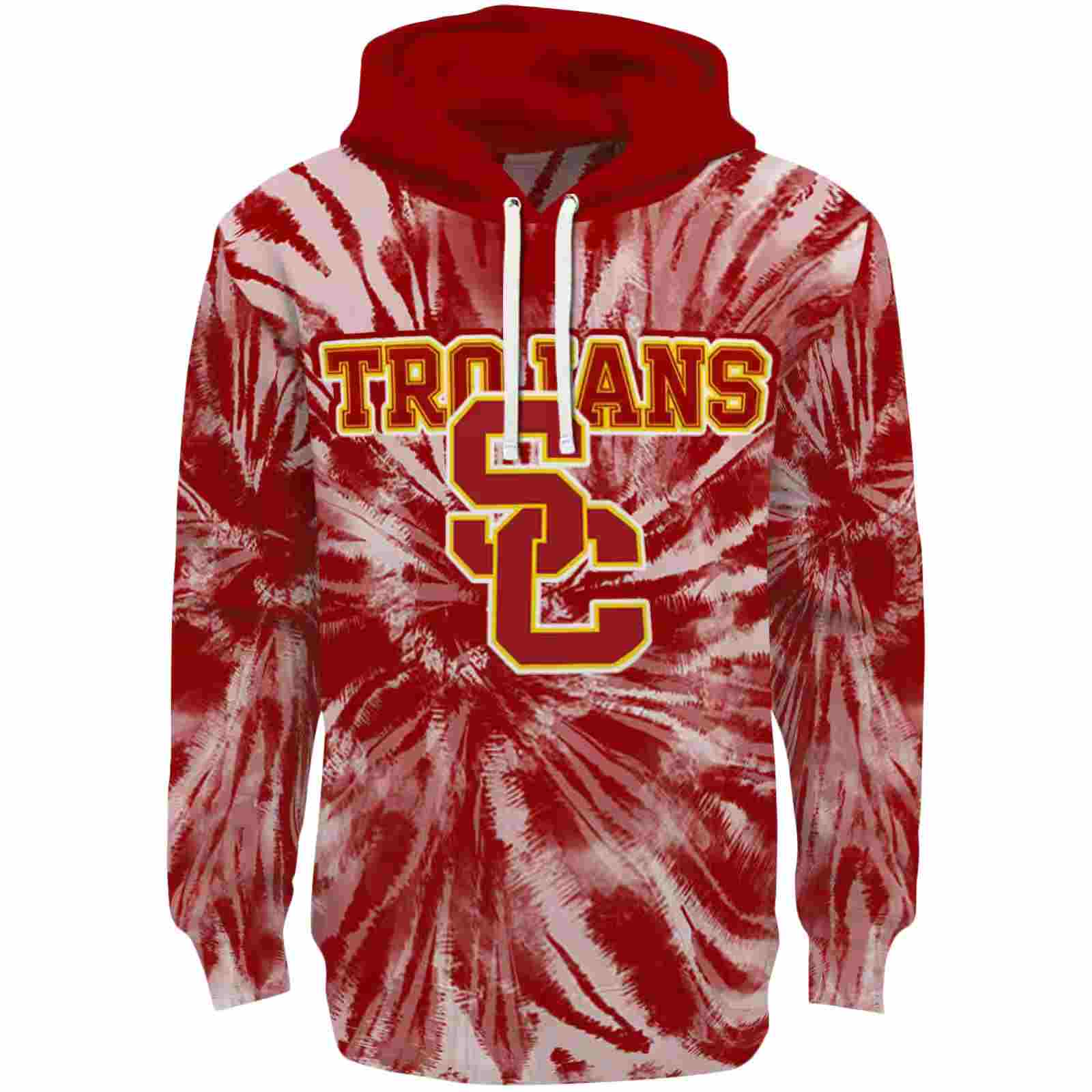 USC Trojans Tie Dye Pattern Red Hoodie