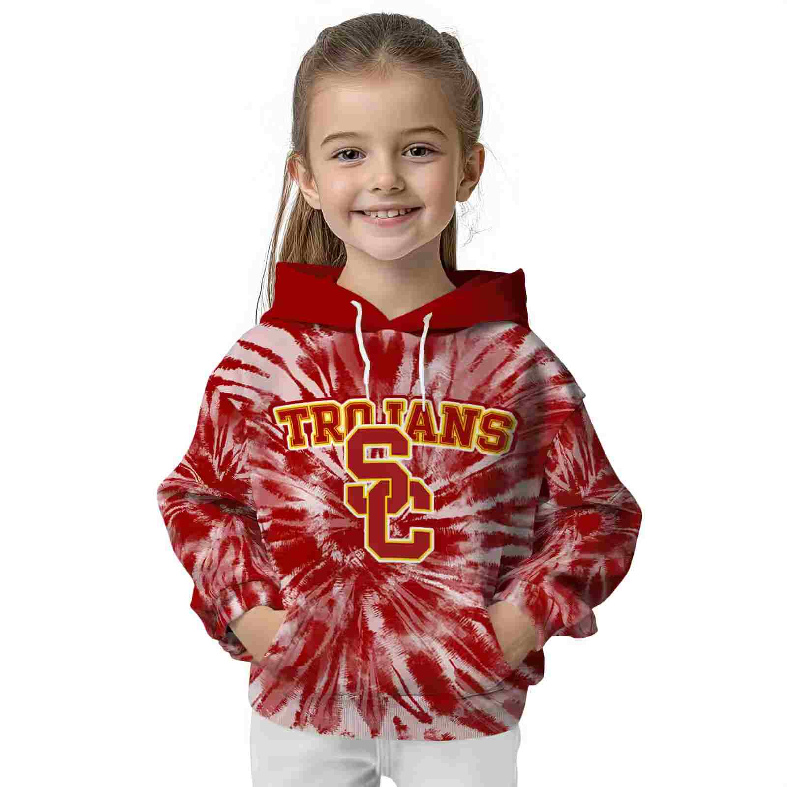 usc trojans tie dye pattern red hoodie top rated