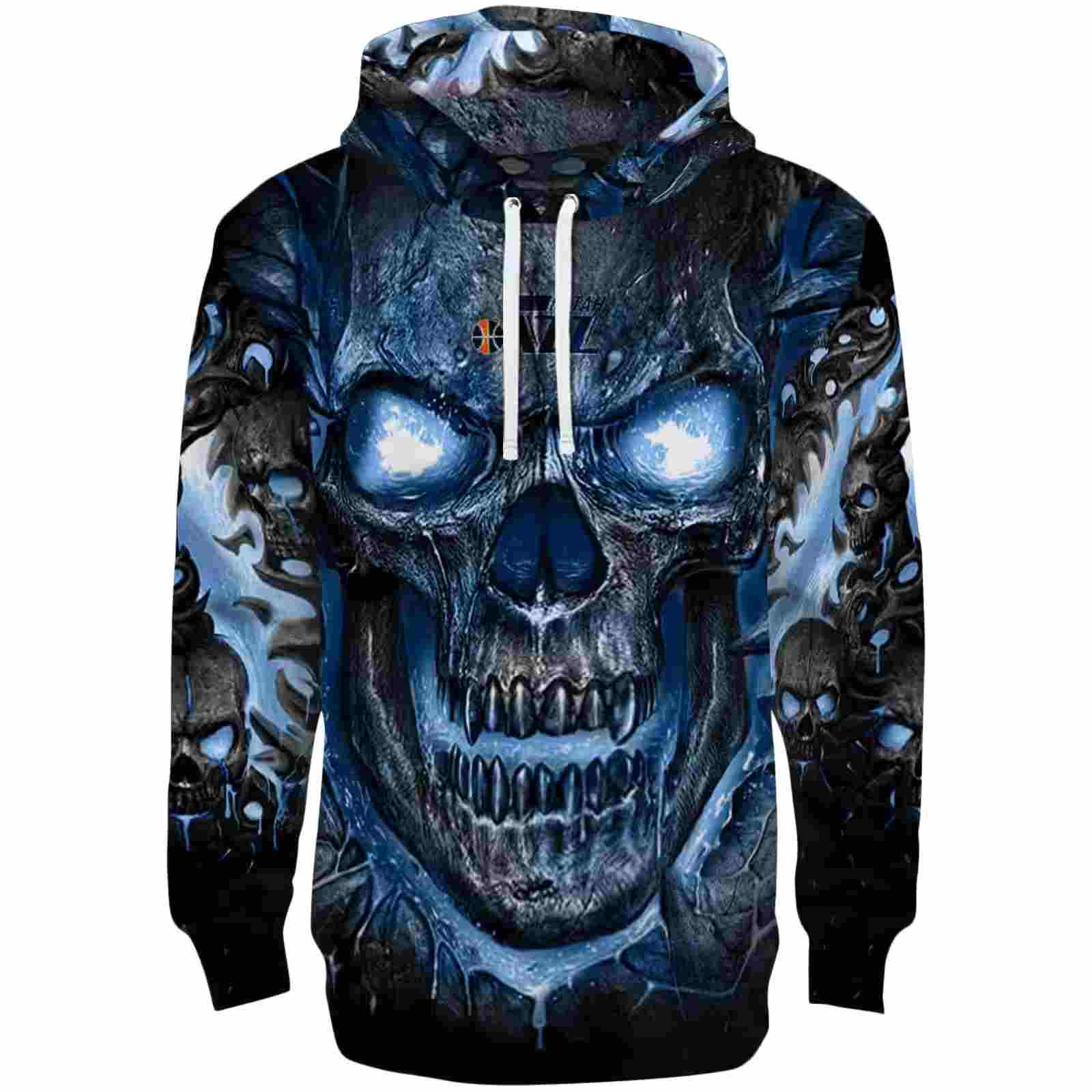 Utah Jazz Demonic Skull Navy Black Hoodie