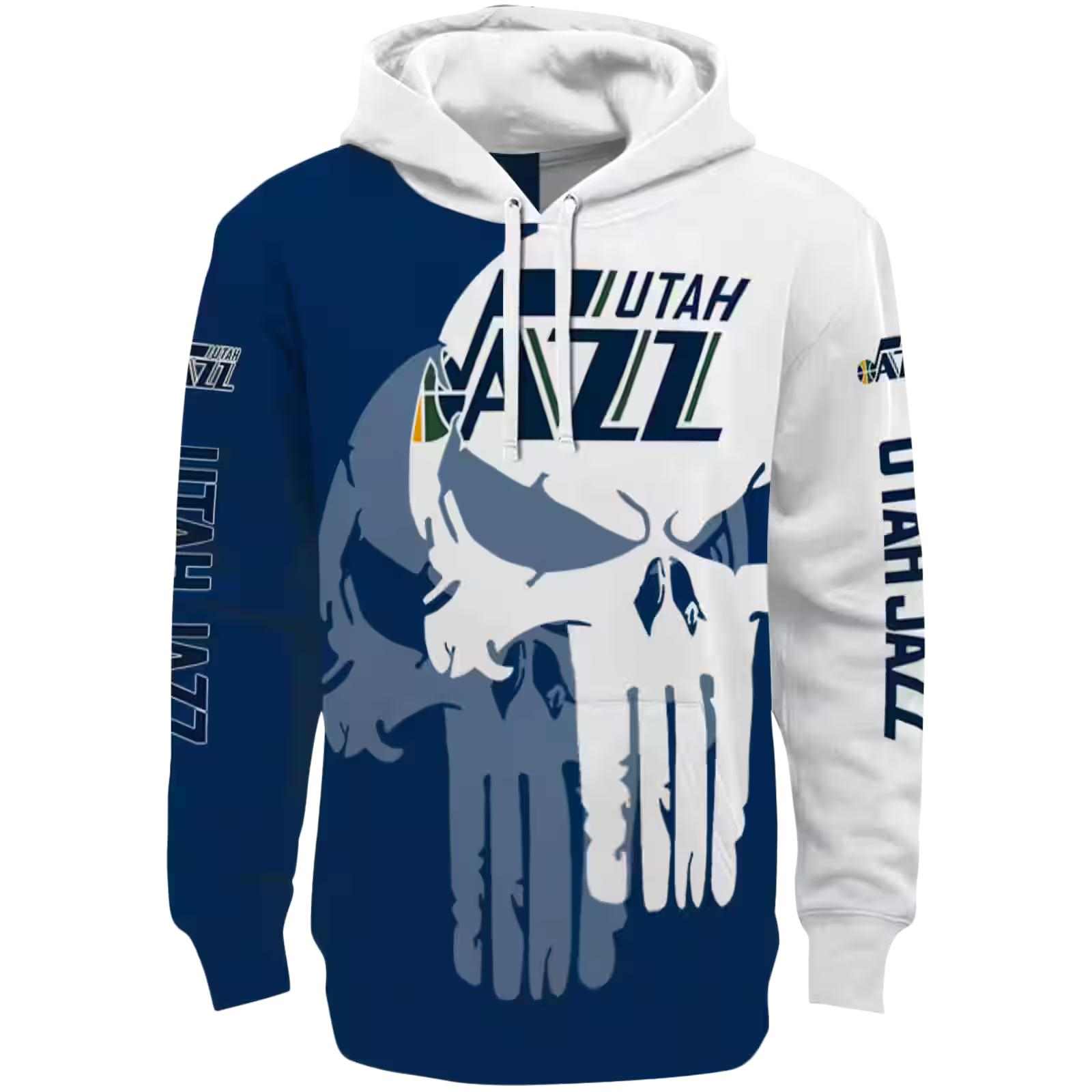 Utah Jazz Graphic Punisher Navy White Hoodie