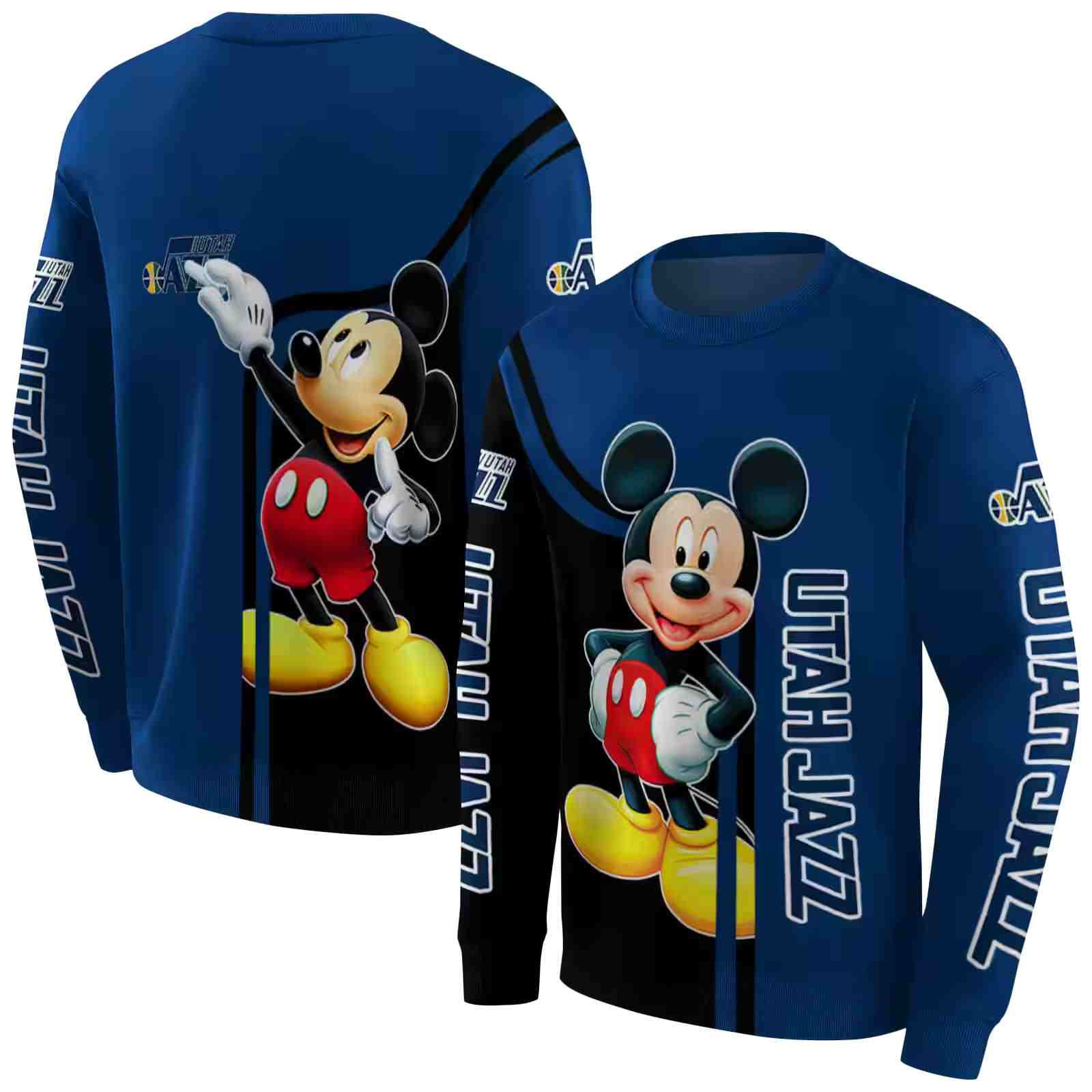 utah jazz mickey mouse navy black hoodie premium grade