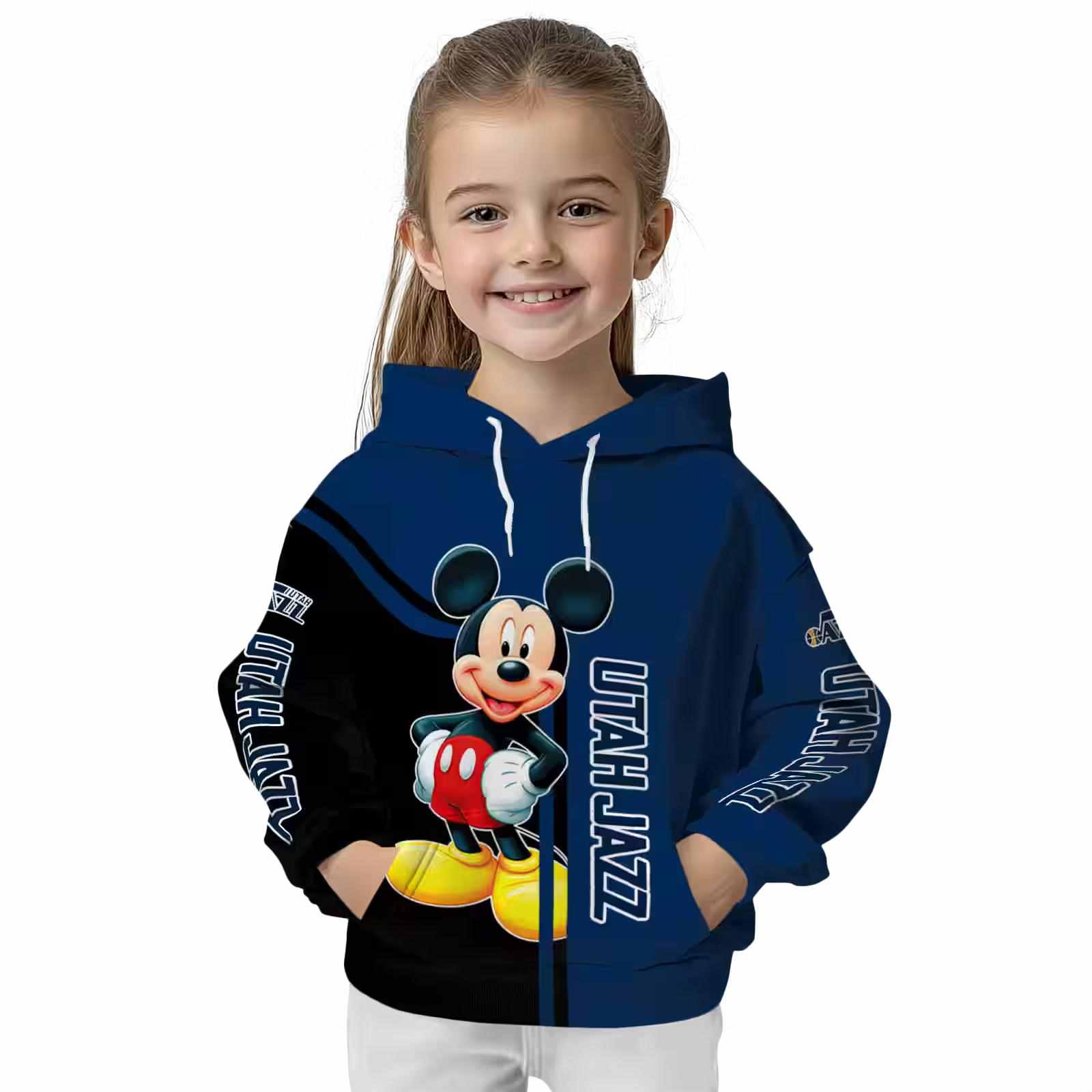 utah jazz mickey mouse navy black hoodie top rated