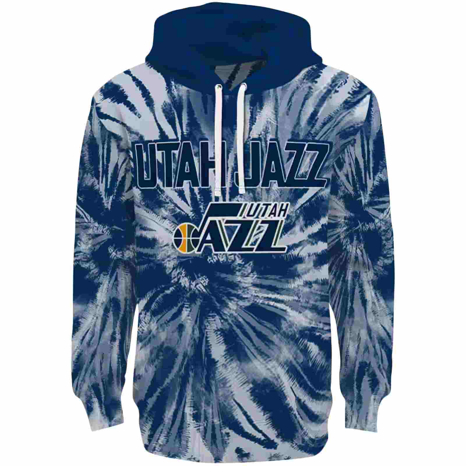 Utah Jazz Tie Dye Pattern Navy Hoodie