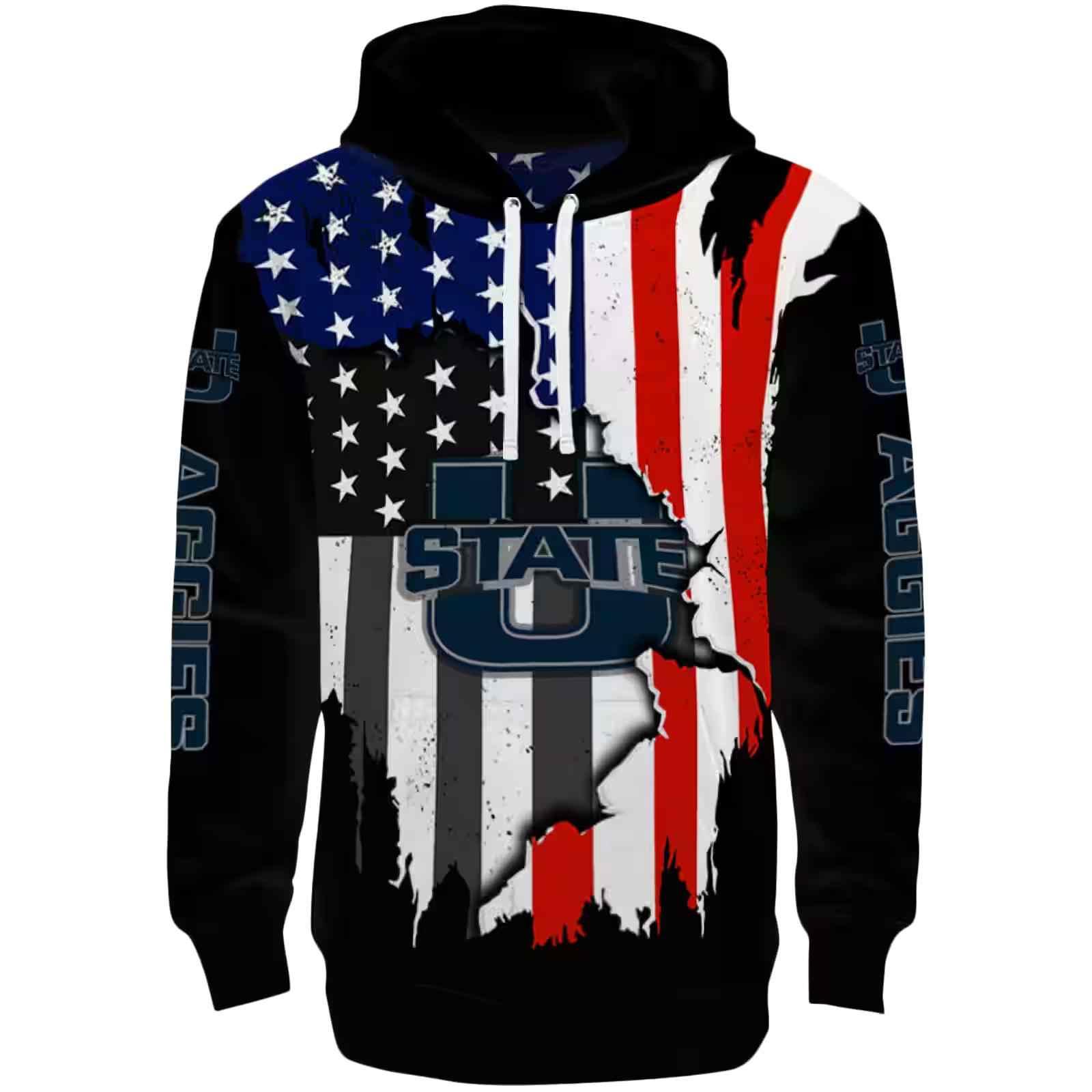 Utah State Aggies American Pride Black Hoodie