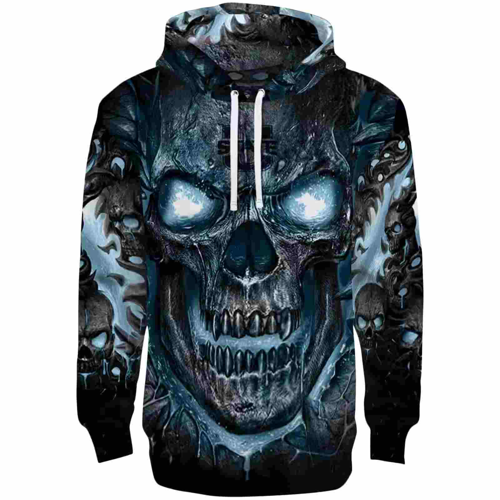 Utah State Aggies Demonic Skull Navy Black Hoodie