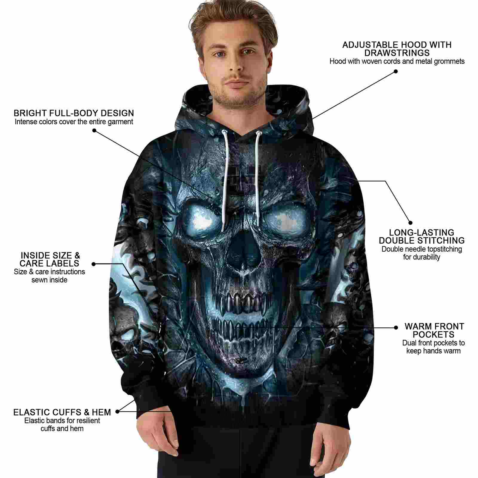 utah state aggies demonic skull navy black hoodie latest model