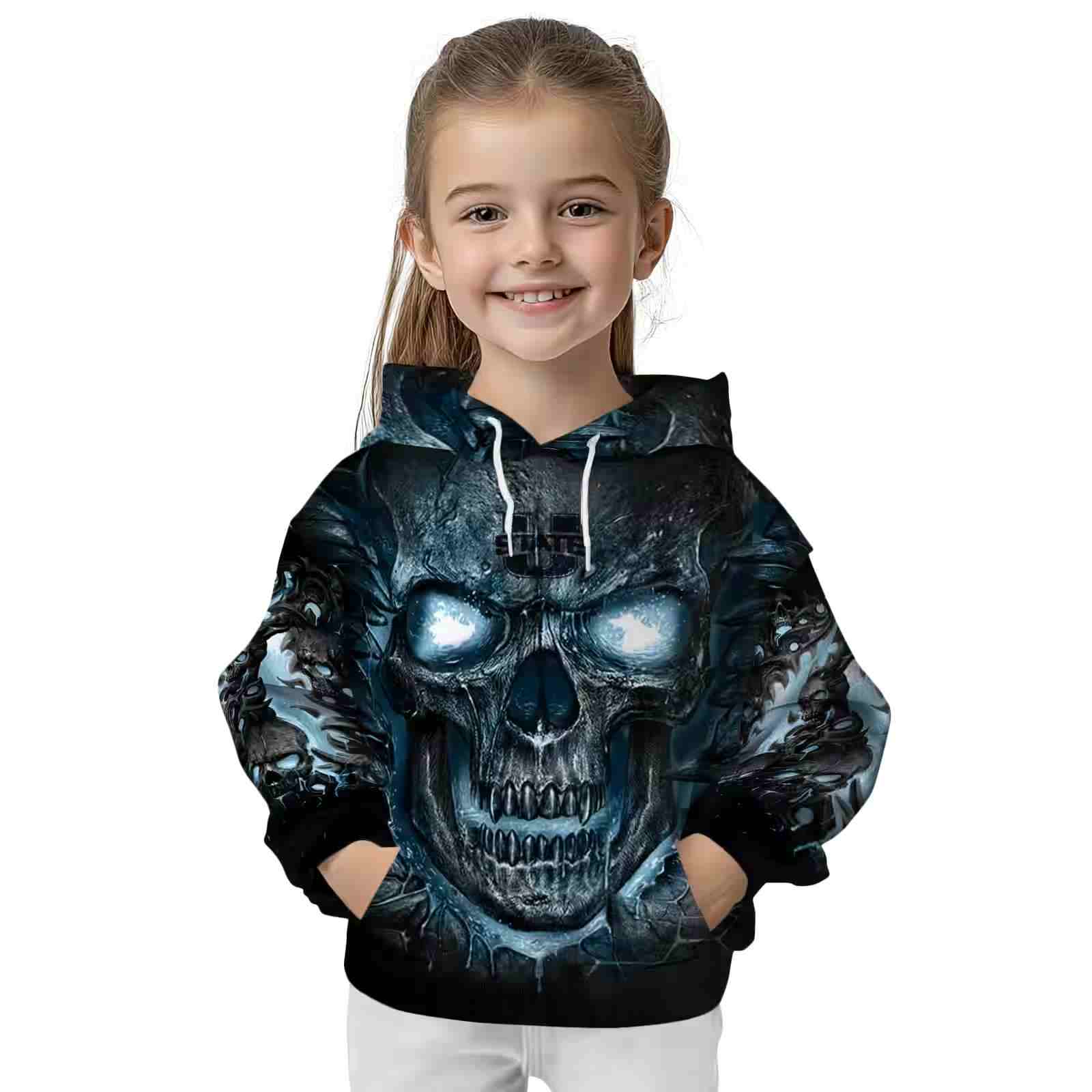 utah state aggies demonic skull navy black hoodie top rated