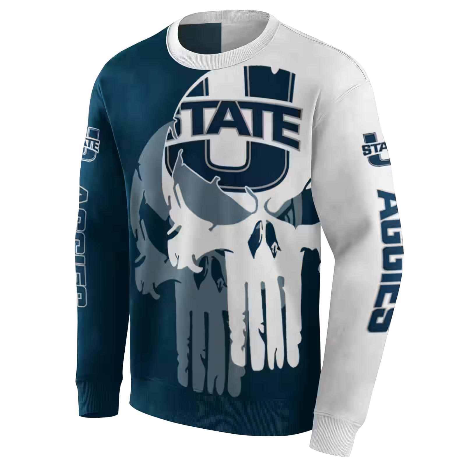 utah state aggies graphic punisher navy white hoodie new arrival