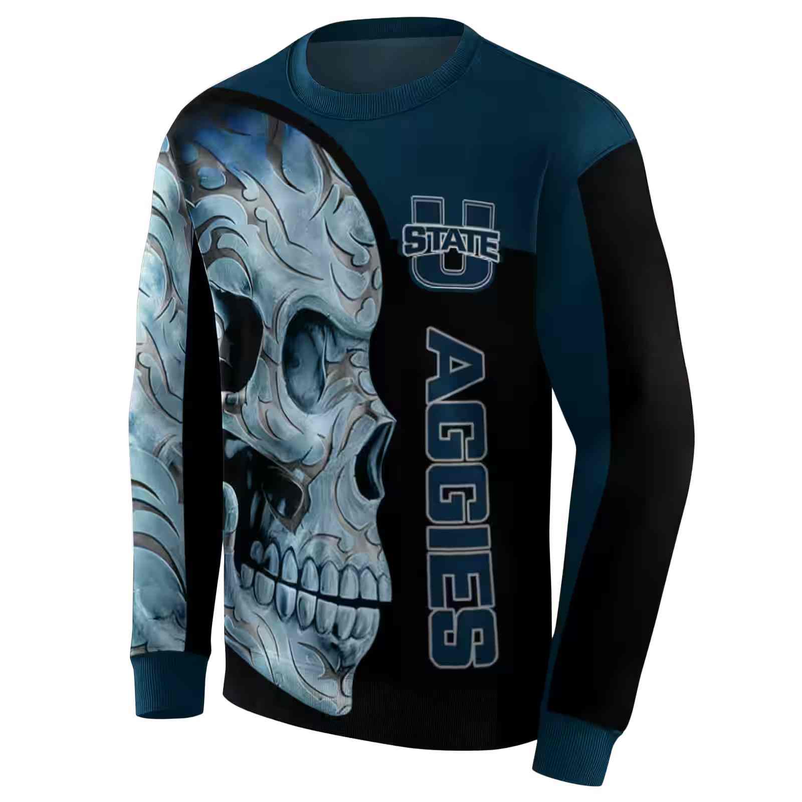 utah state aggies skull motif navy black hoodie new arrival