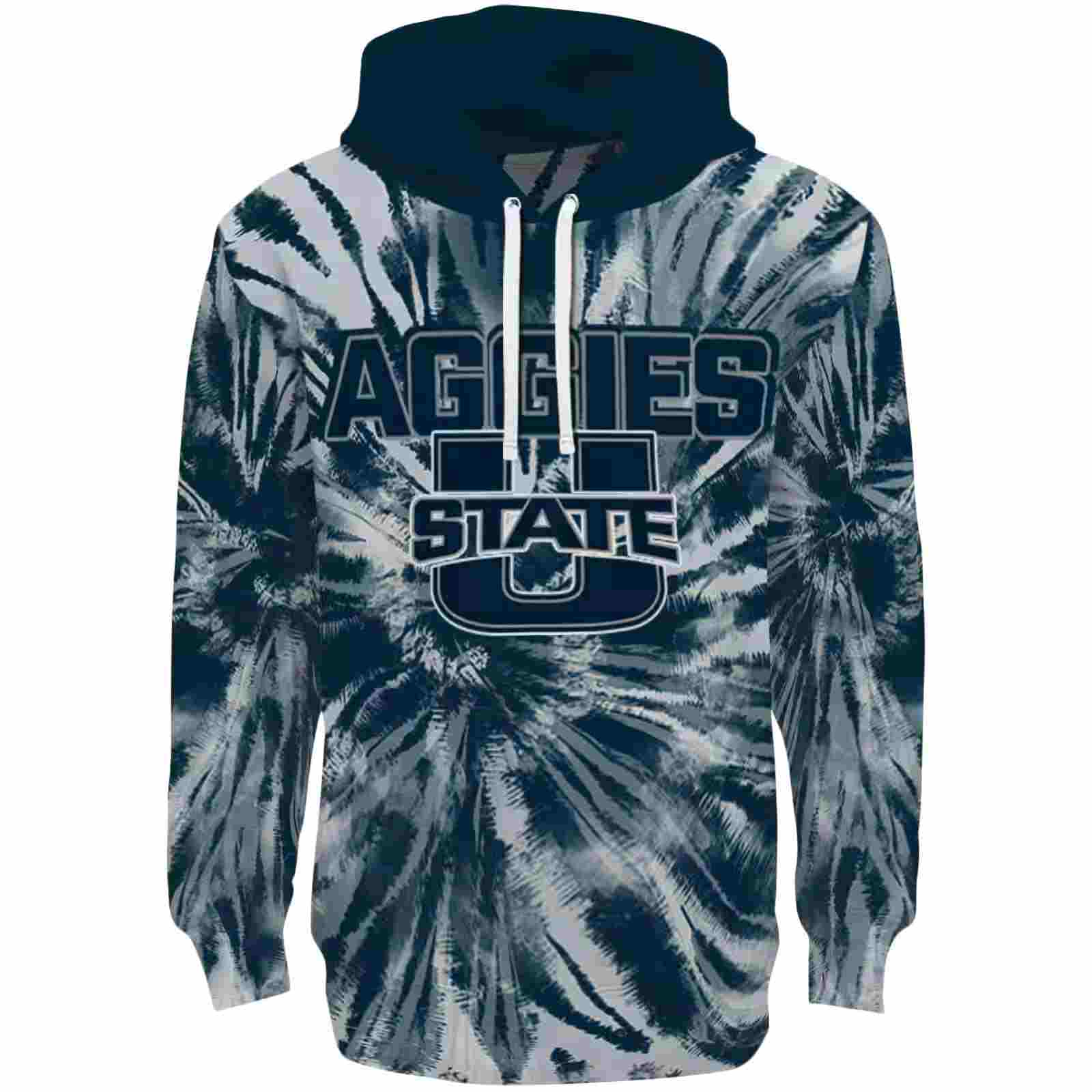 Utah State Aggies Tie Dye Pattern Navy Hoodie