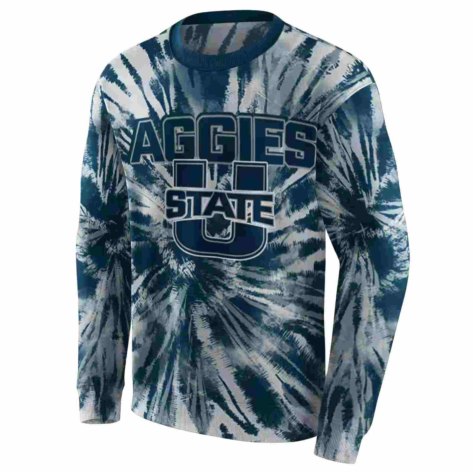 utah state aggies tie dye pattern navy hoodie new arrival