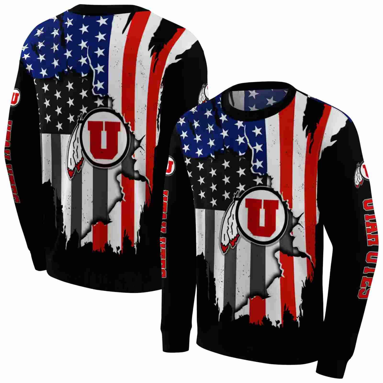 utah utes american pride black hoodie premium grade