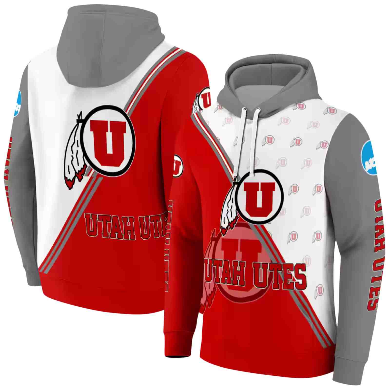 utah utes diagonal stripe red white hoodie fashion forward