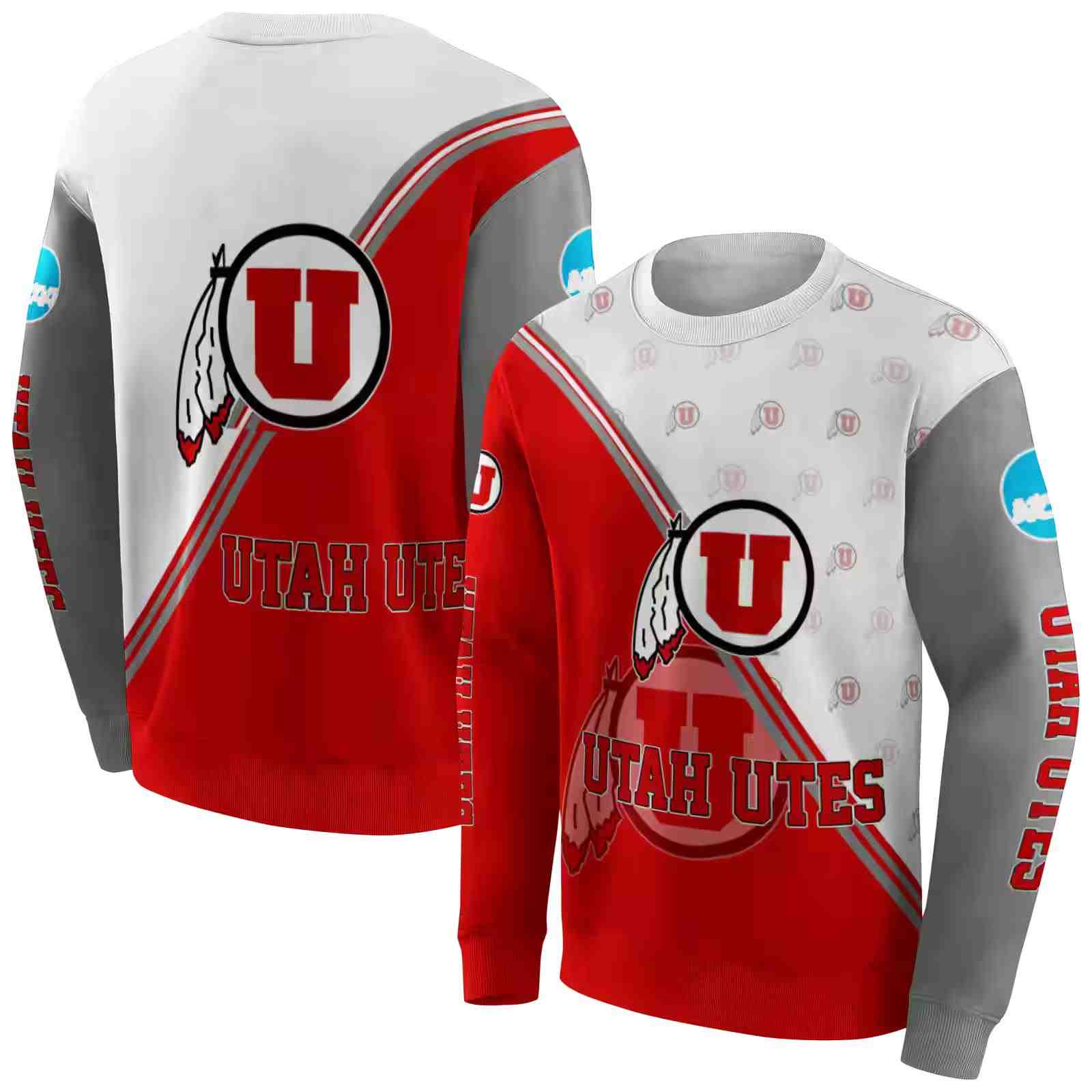 utah utes diagonal stripe red white hoodie premium grade