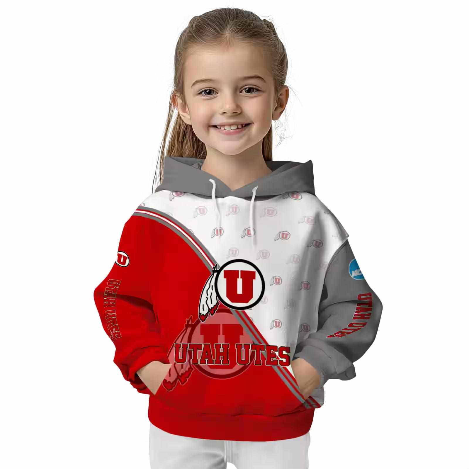 utah utes diagonal stripe red white hoodie top rated