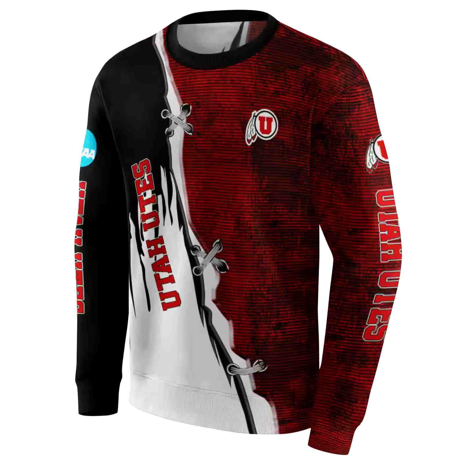 utah utes ripped pattern red black white hoodie new arrival