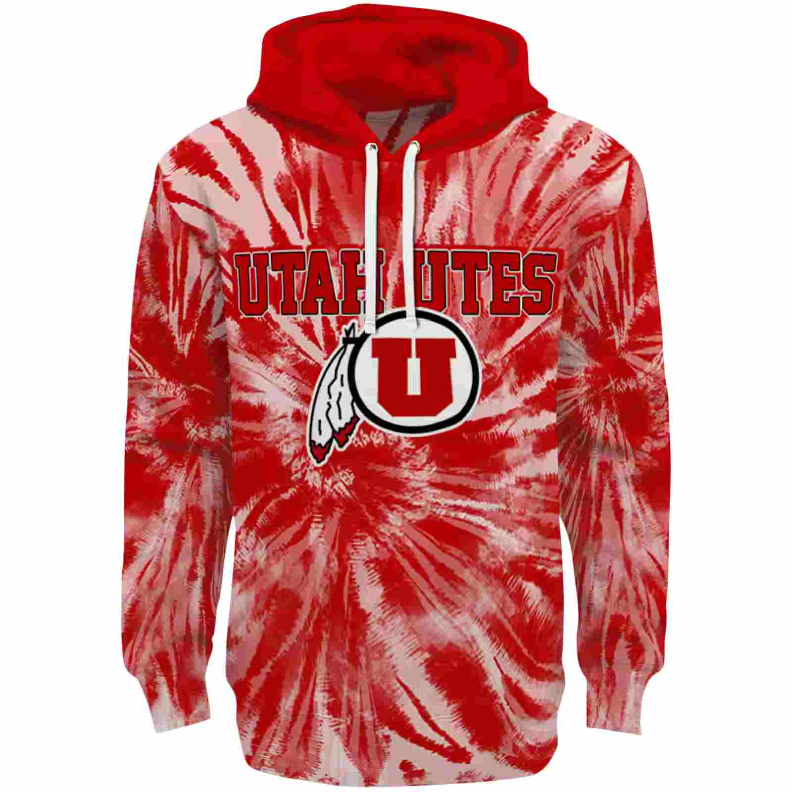 Utah Utes Tie Dye Pattern Red Hoodie