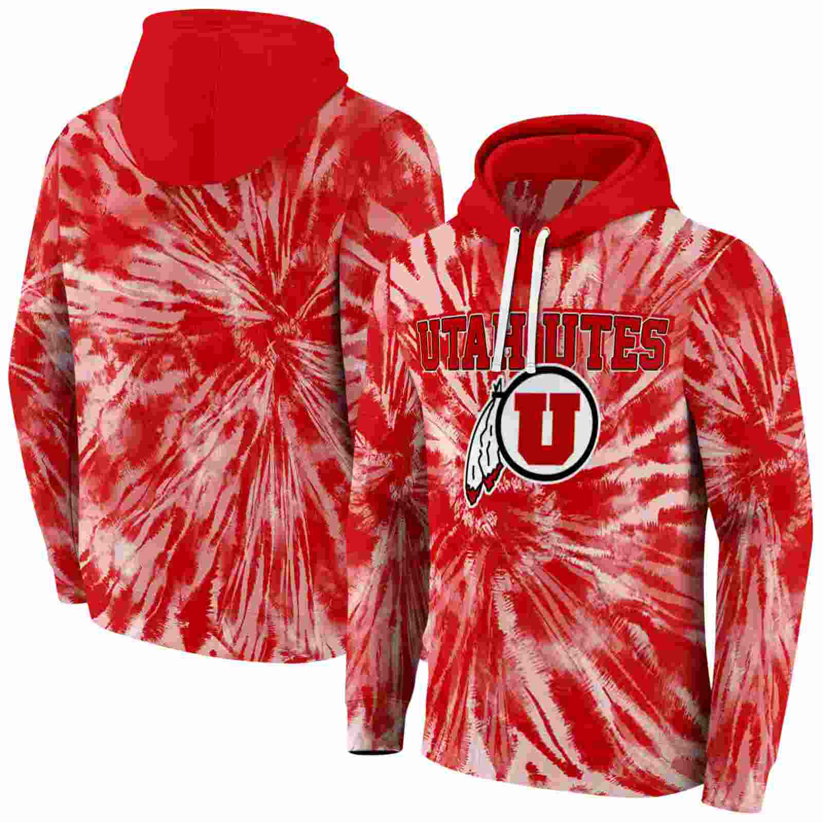 utah utes tie dye pattern red hoodie fashion forward