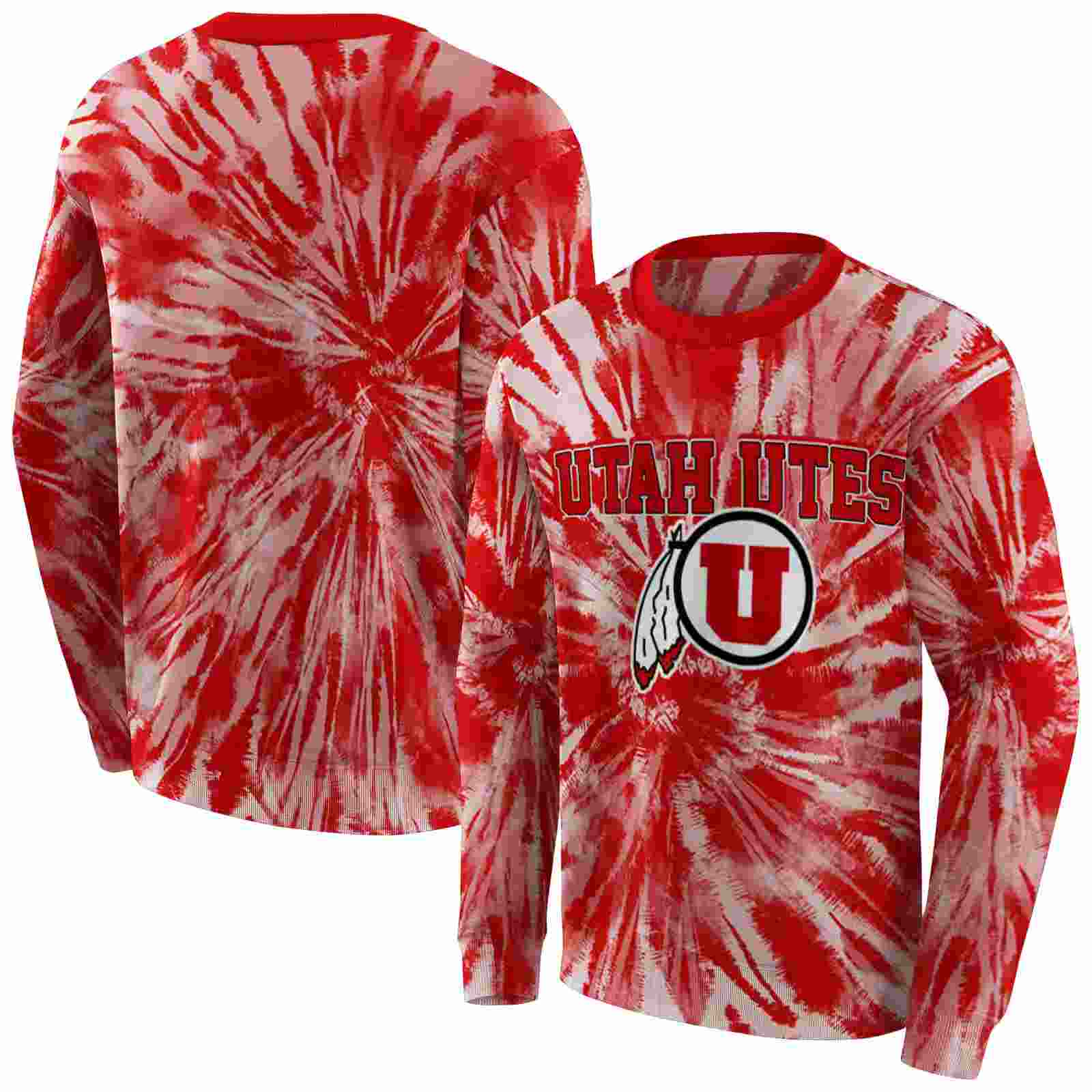 utah utes tie dye pattern red hoodie premium grade