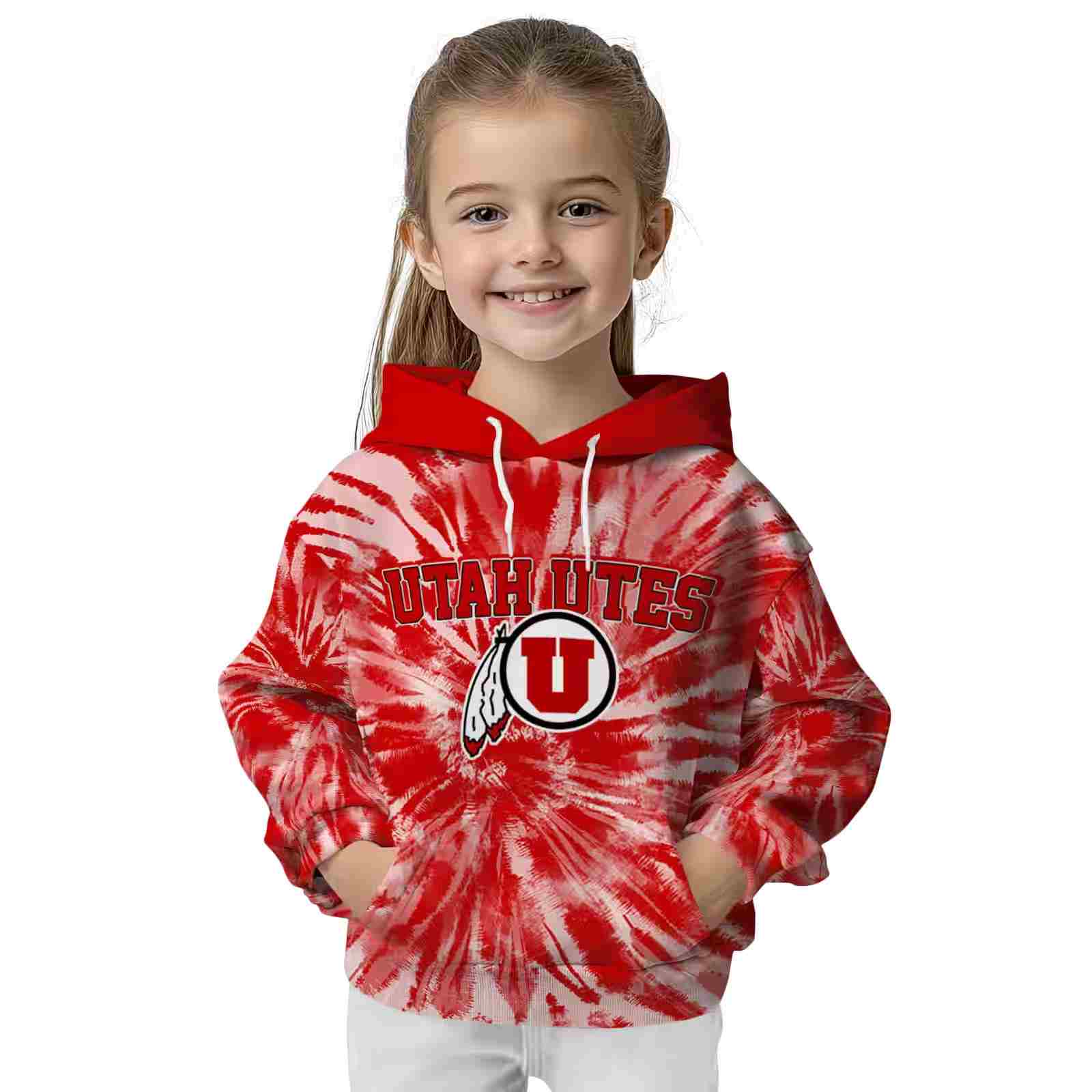 utah utes tie dye pattern red hoodie top rated