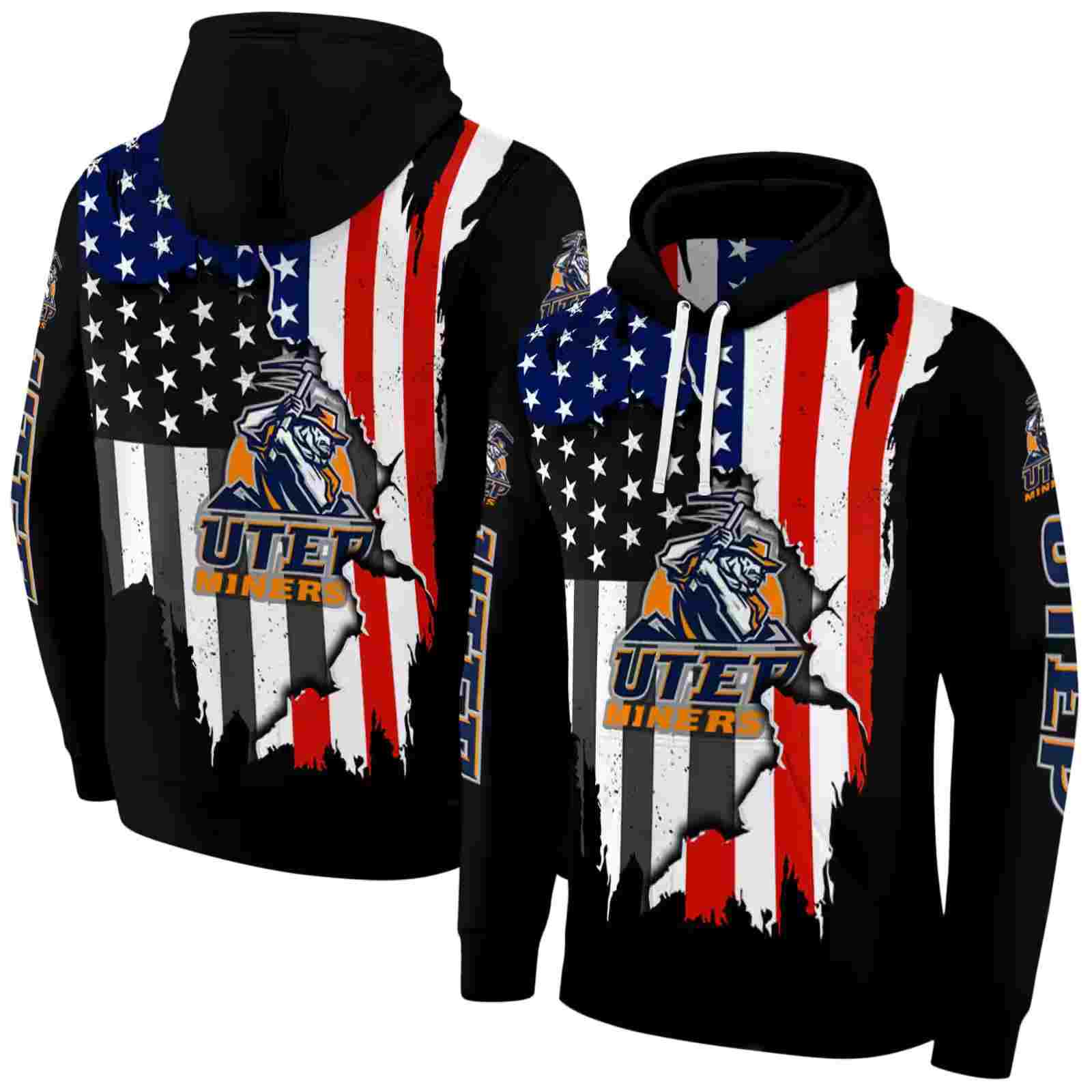 utep miners american pride black hoodie fashion forward