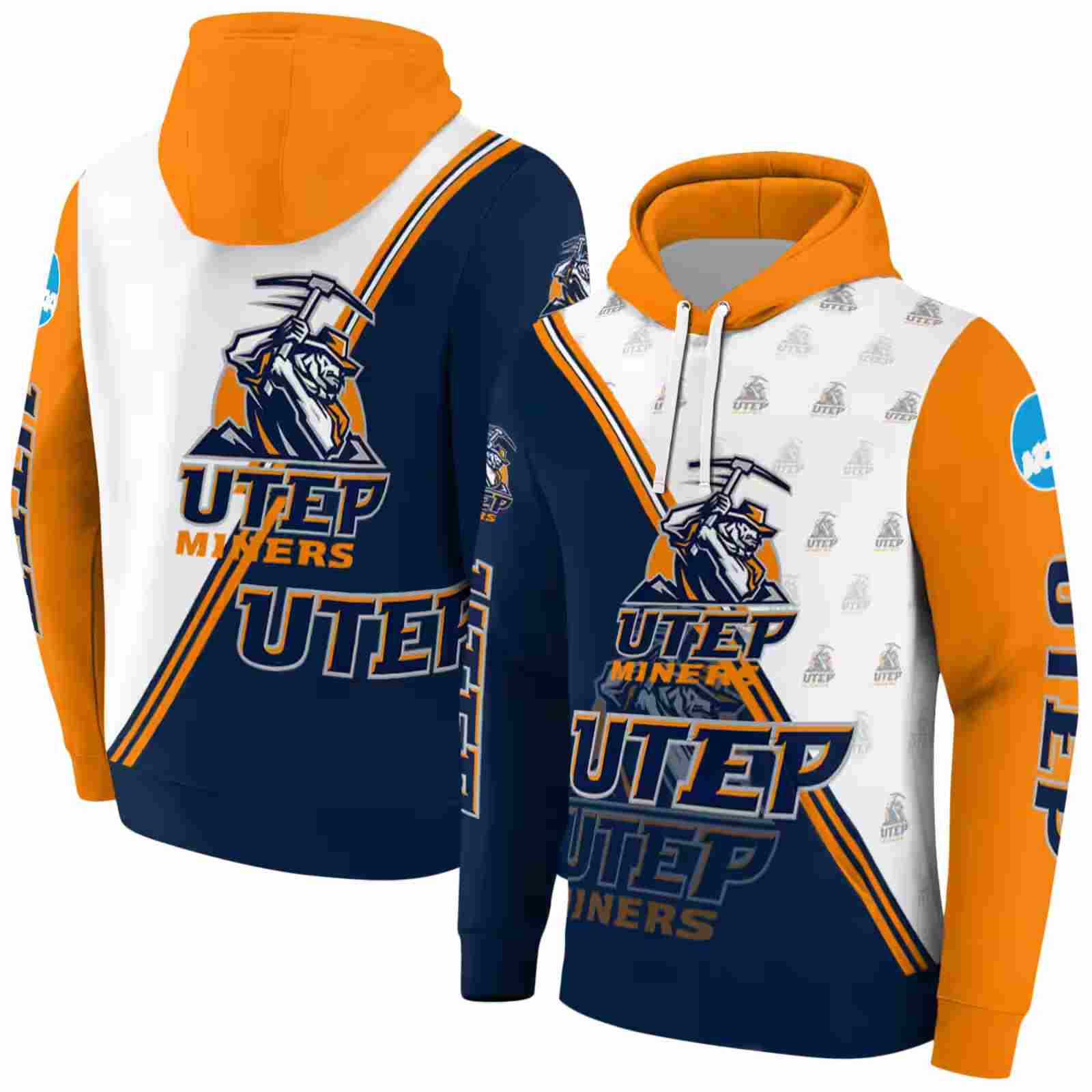 utep miners diagonal stripe blue white hoodie fashion forward