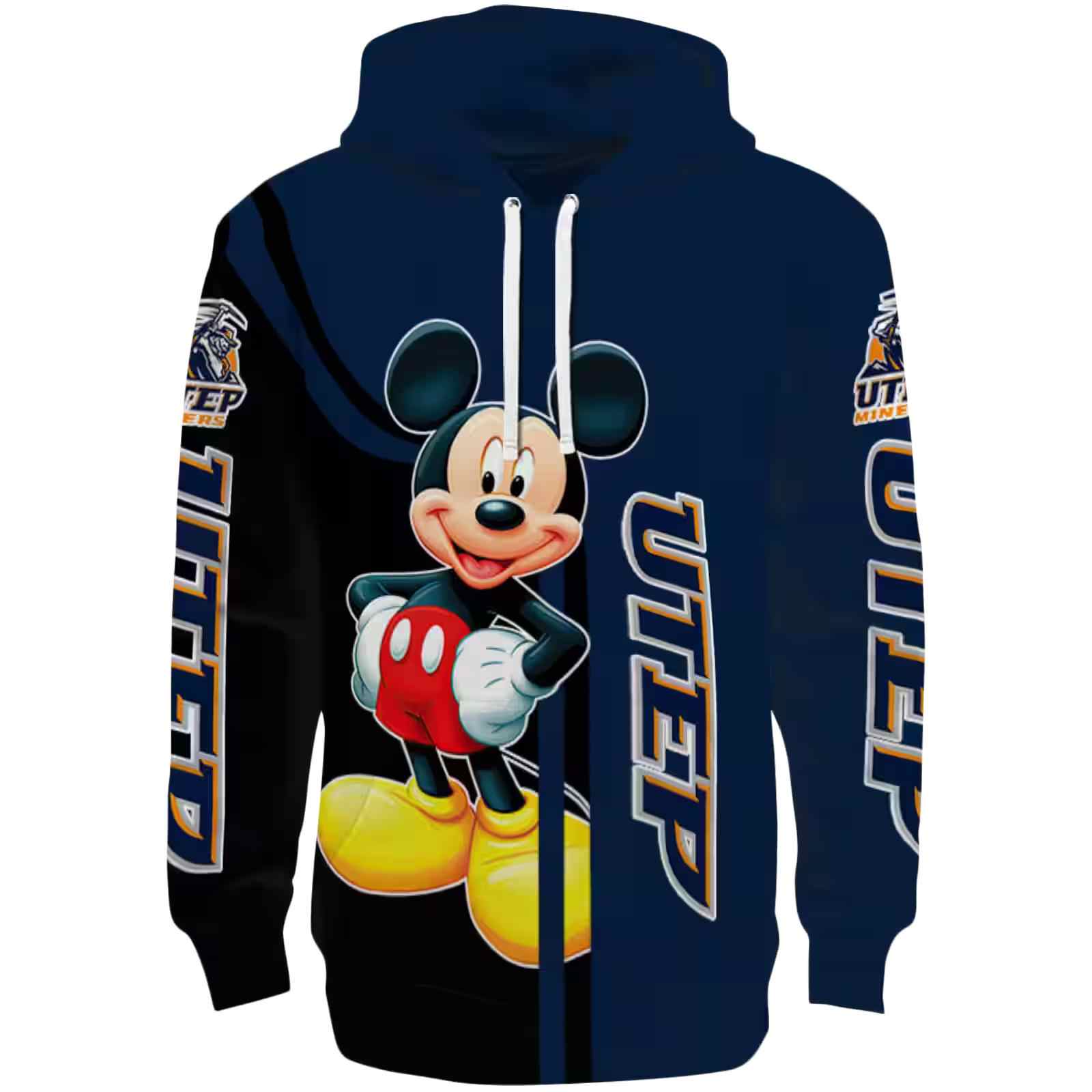 UTEP Miners Mickey Mouse Blue Black Hoodie