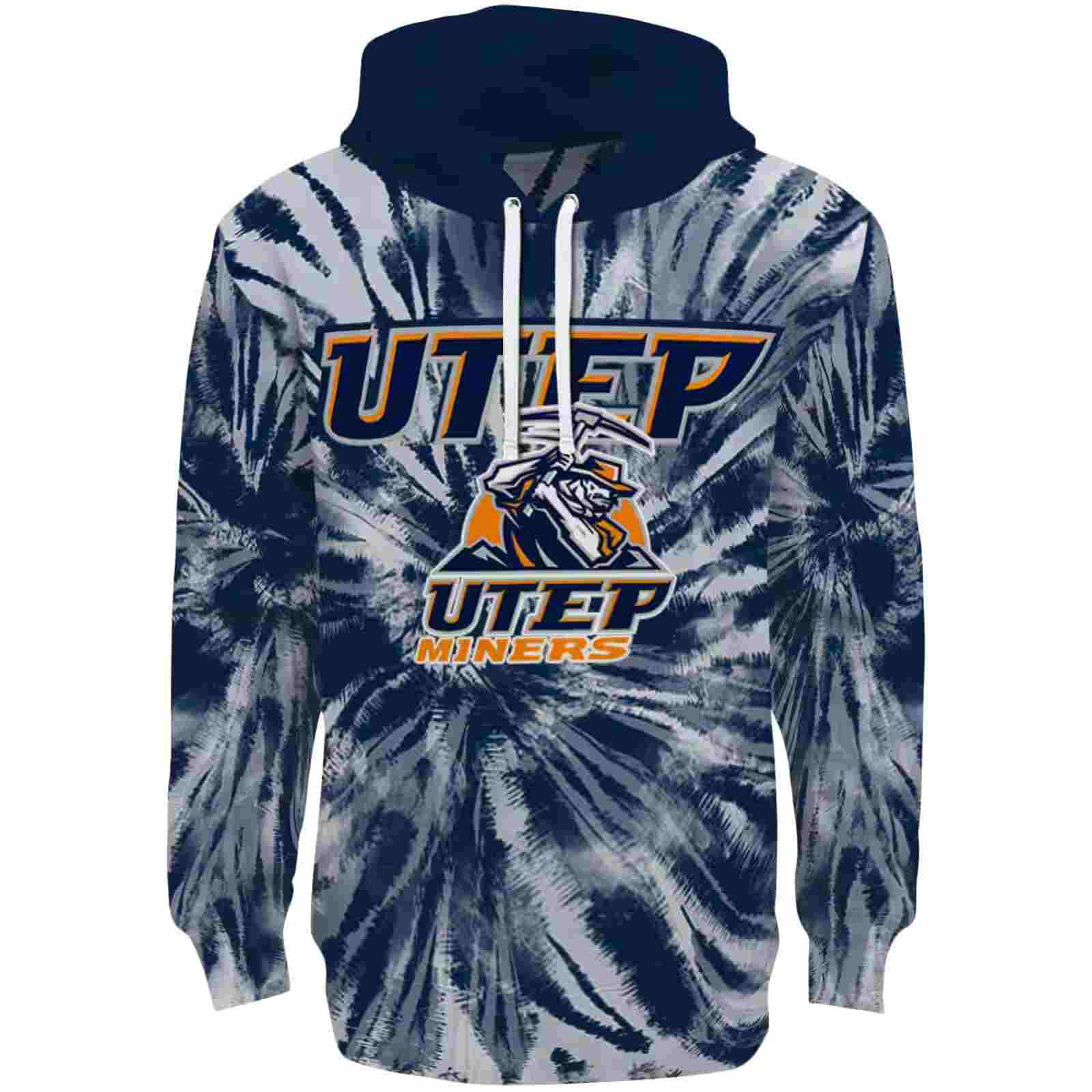 UTEP Miners Tie Dye Pattern Blue Hoodie