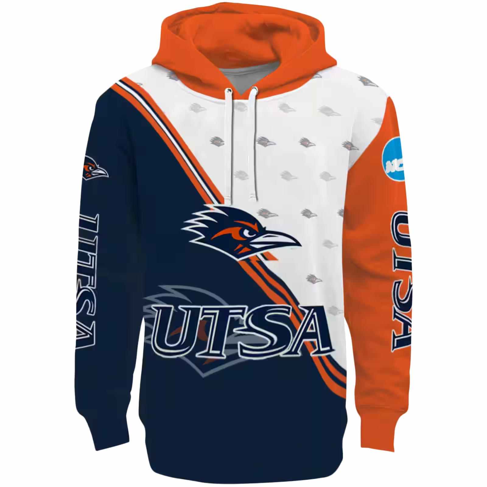UTSA Roadrunners Diagonal Stripe Orange White Hoodie