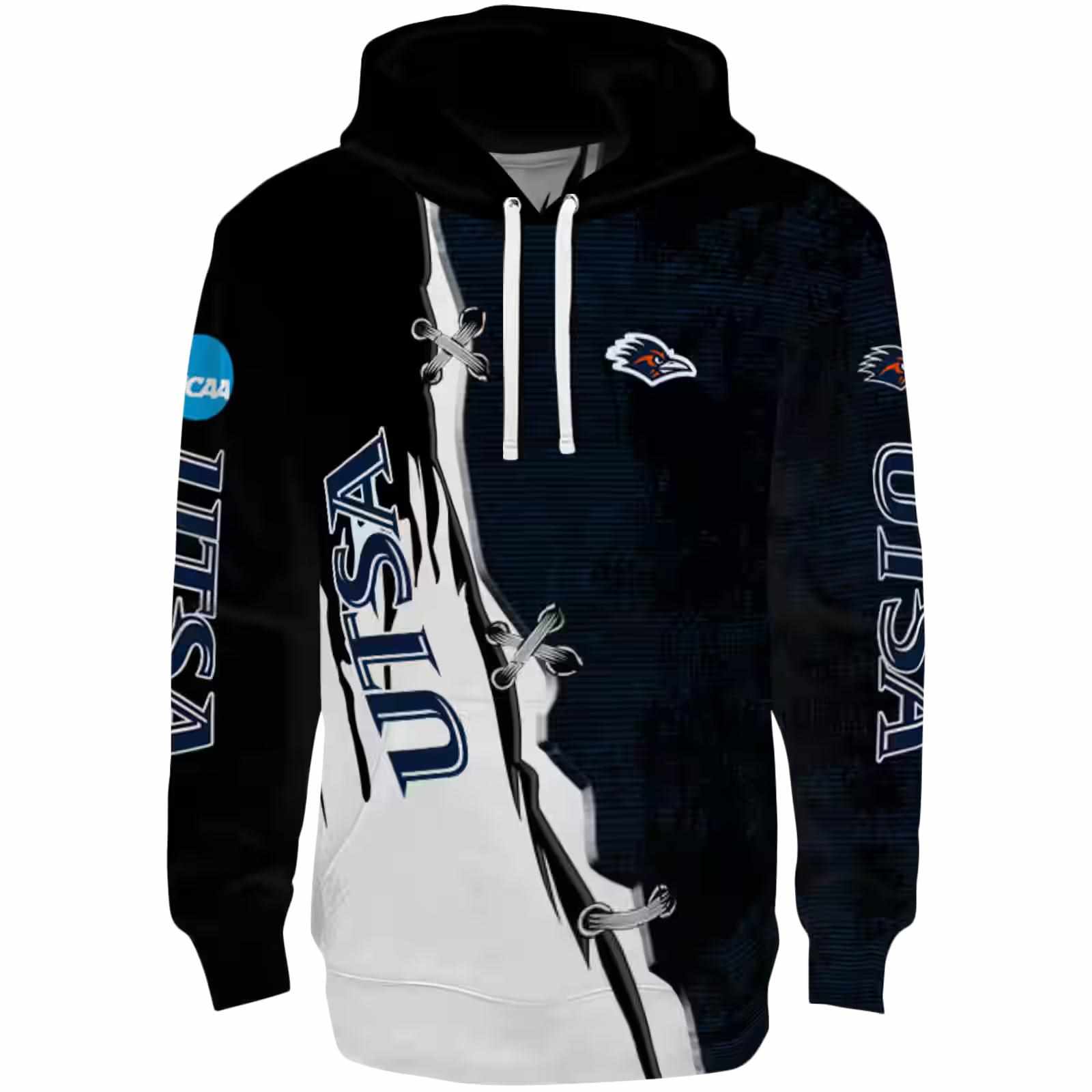UTSA Roadrunners Ripped Pattern Orange Black White Hoodie