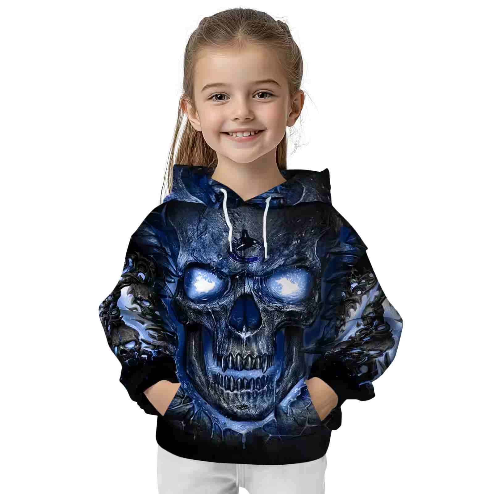 vancouver canucks demonic skull blue black hoodie top rated