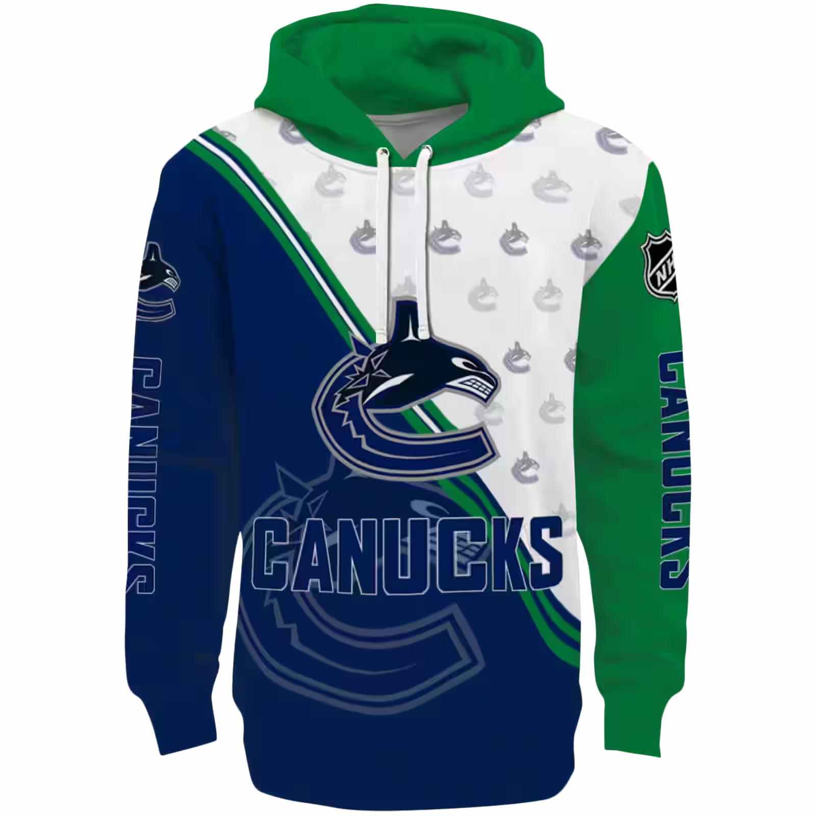 Vancouver Canucks Diagonal Stripe Blue White Hoodie