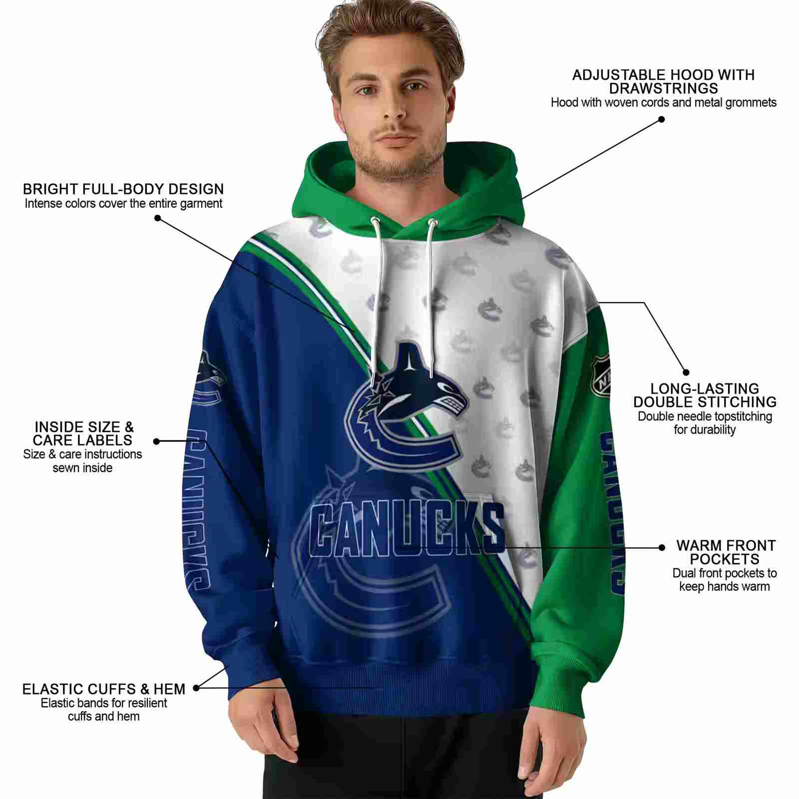 vancouver canucks diagonal stripe blue white hoodie latest model