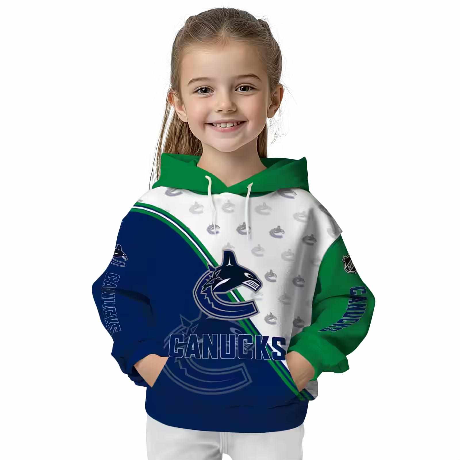 vancouver canucks diagonal stripe blue white hoodie top rated